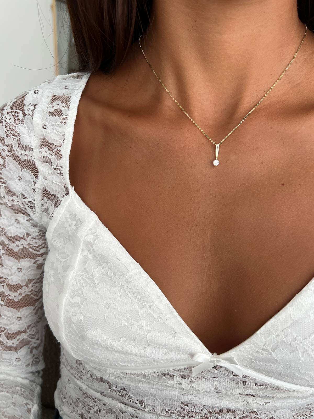 שרשרת סוליטר עגול נופל