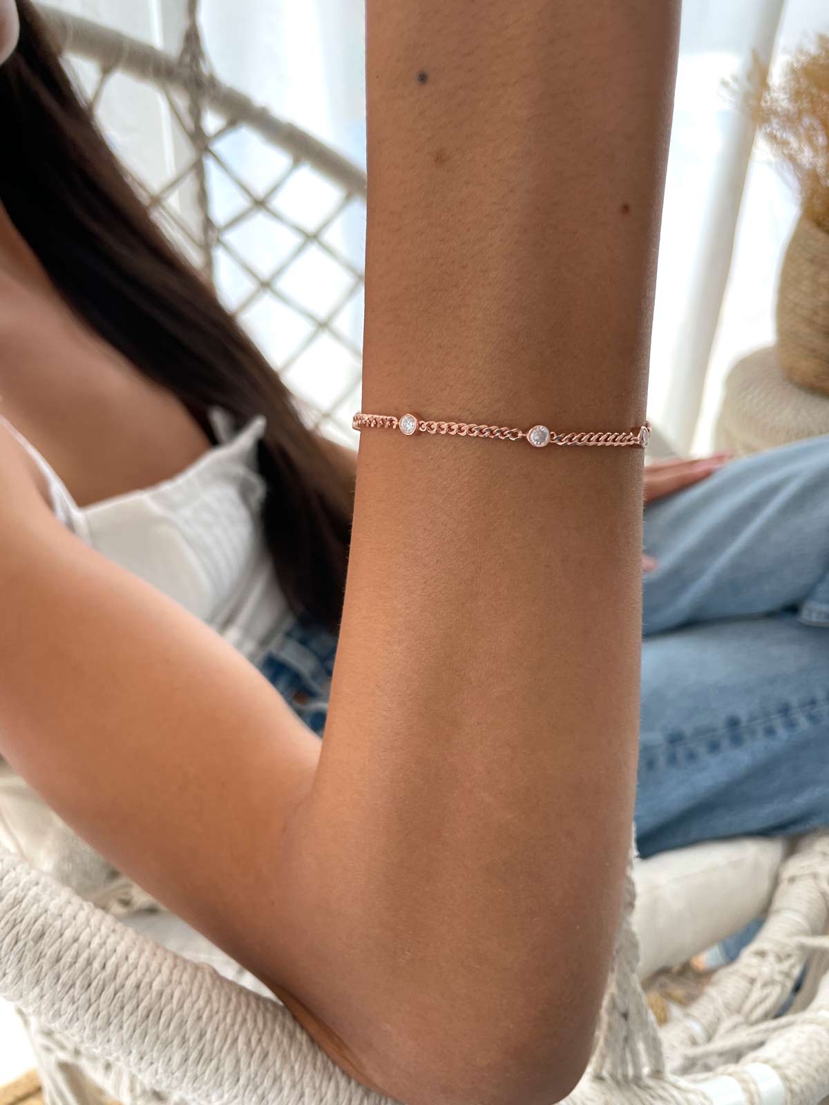 צמיד חוליות חמישה סוליטרים