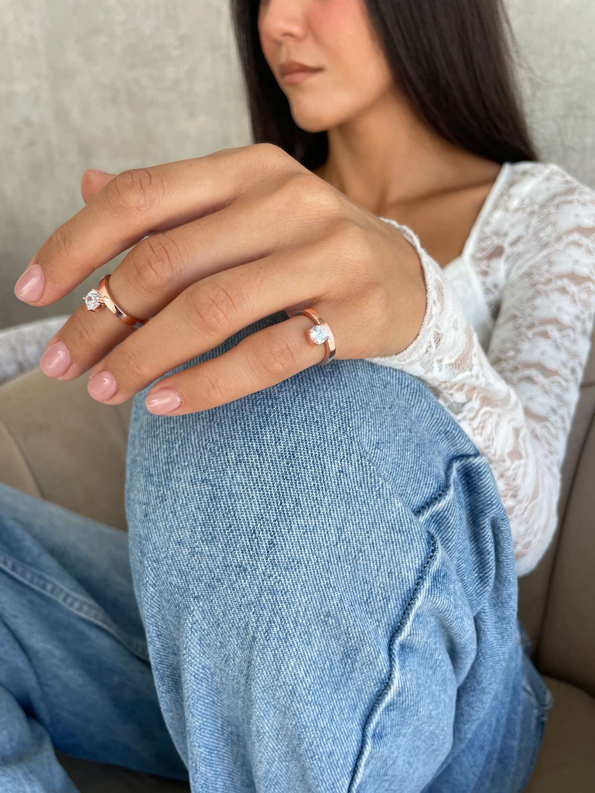 טבעת אמצע / טבעת זרת סוליטר