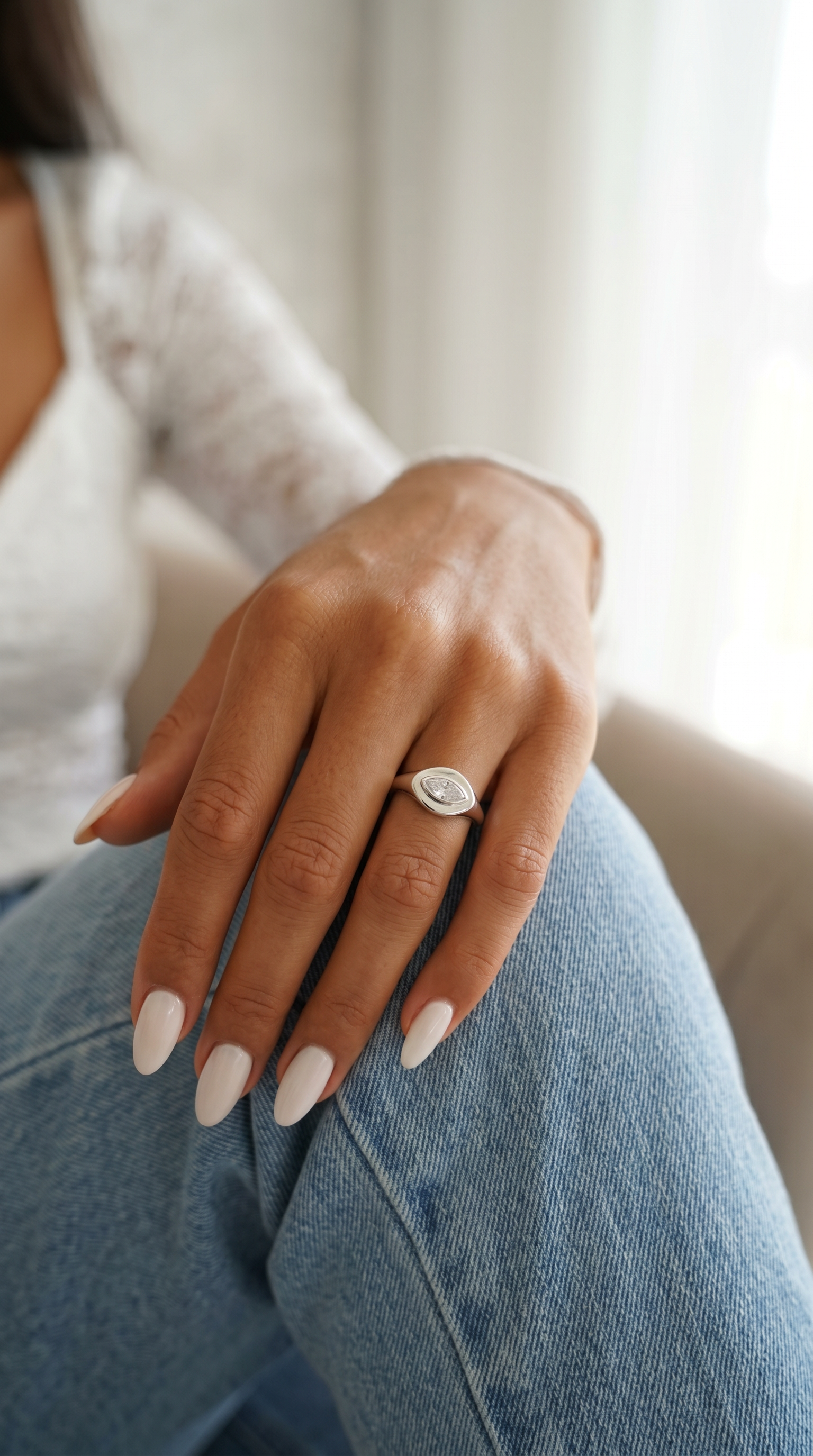 טבעת חותם סוליטר מרקיזה