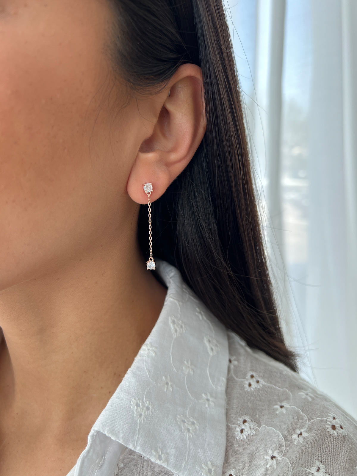 עגילים נופלים שני סוליטרים