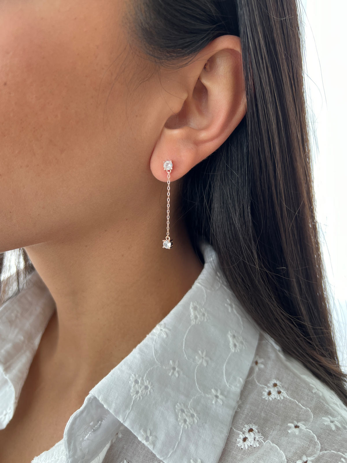 עגילים נופלים שני סוליטרים