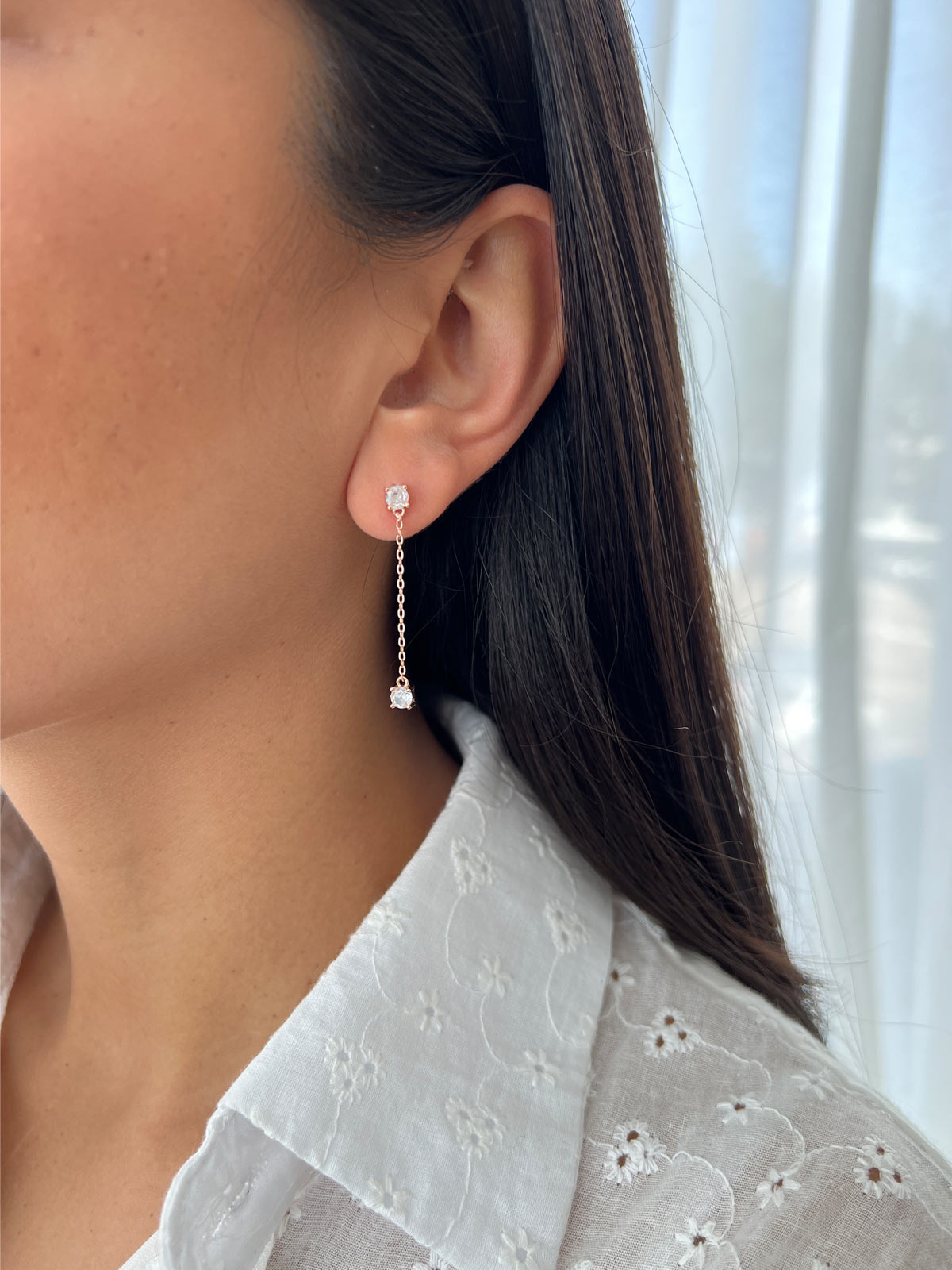 עגילים נופלים שני סוליטרים