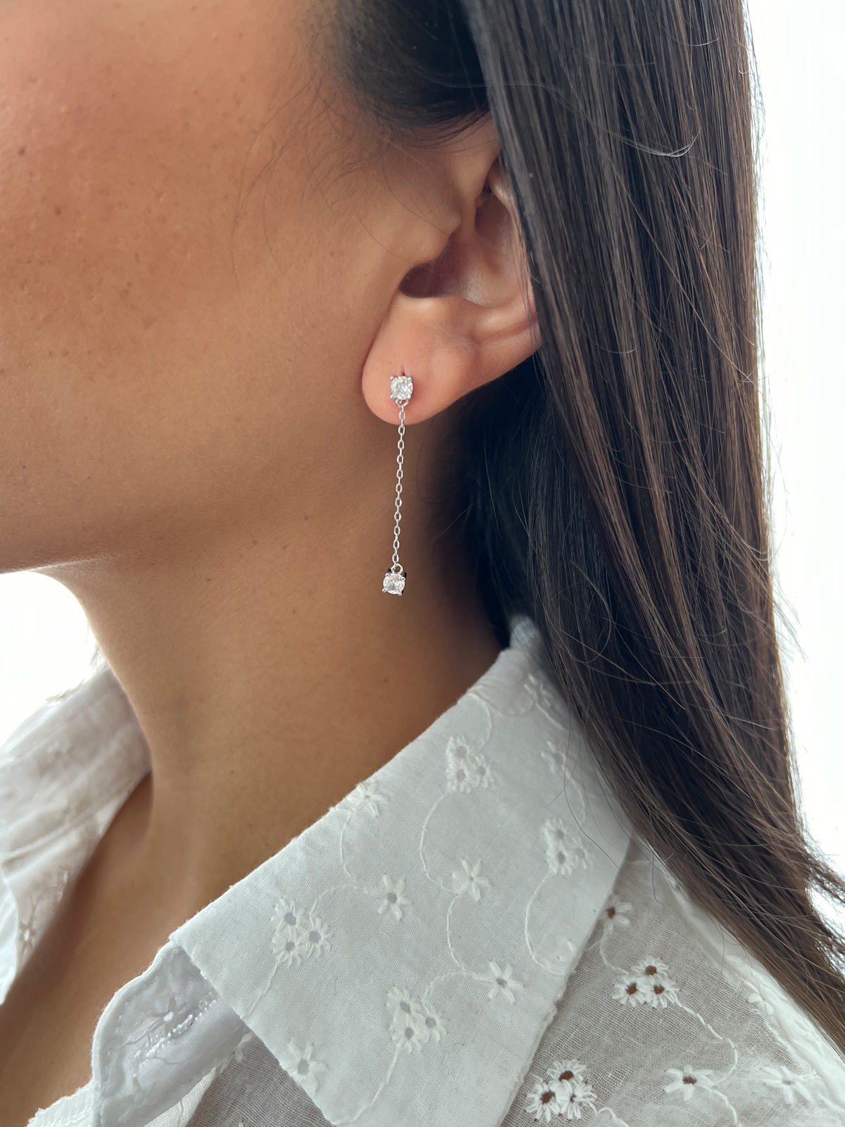 עגילים נופלים שני סוליטרים