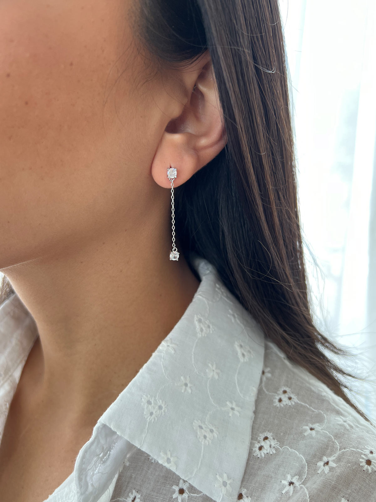 עגילים נופלים שני סוליטרים