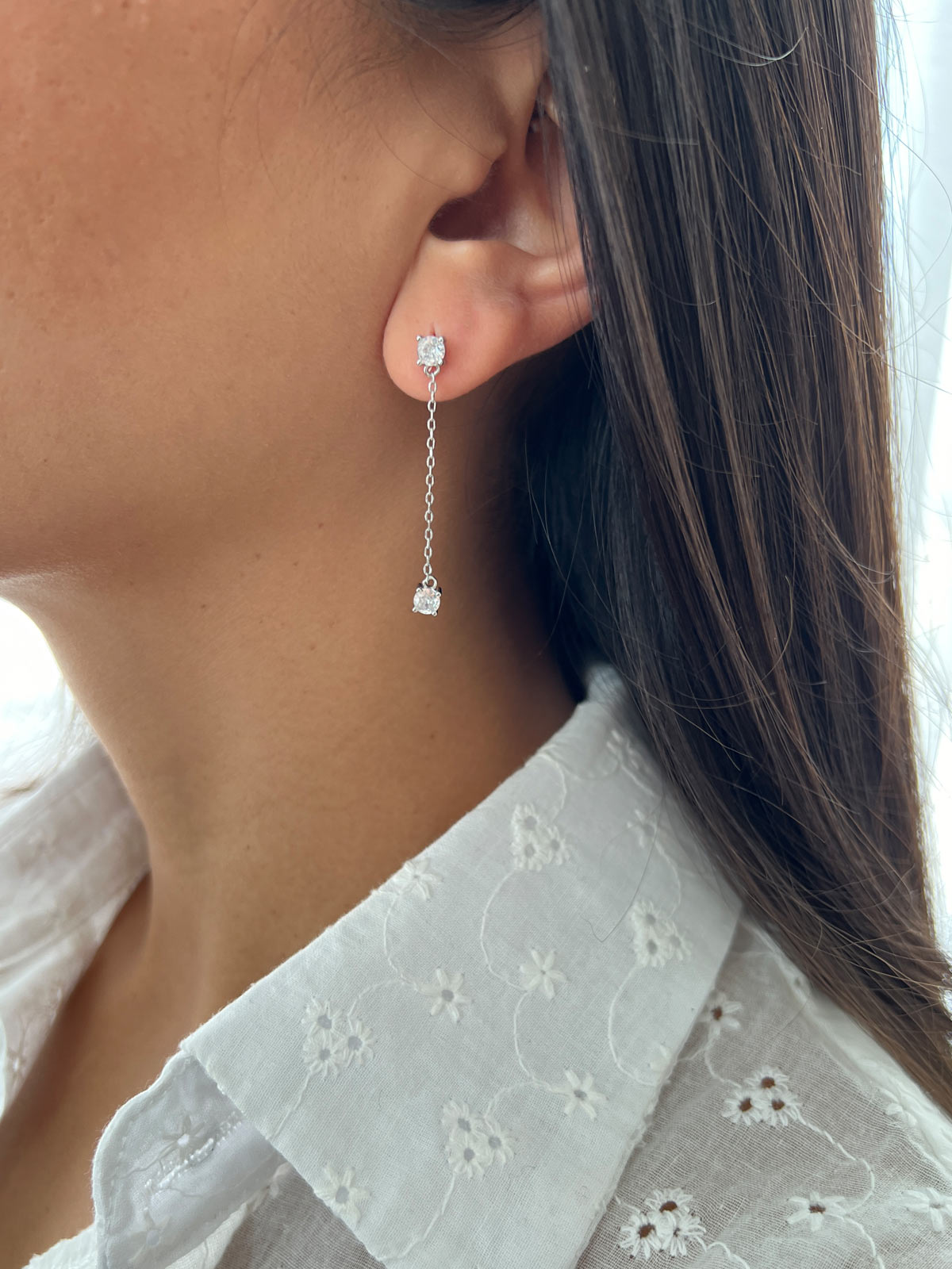 עגילים נופלים שני סוליטרים