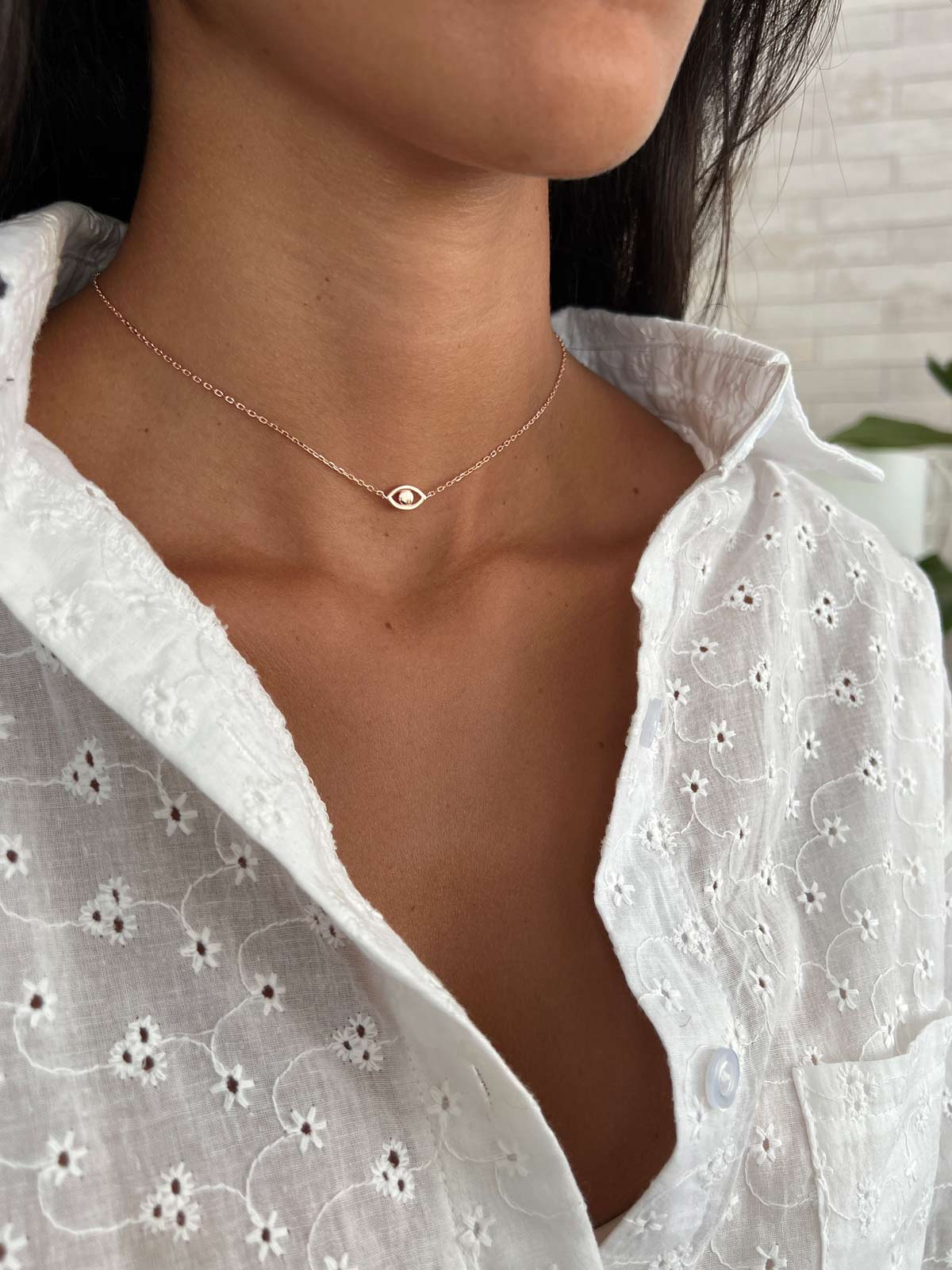 שרשרת צמודה עין קטנה חלקה