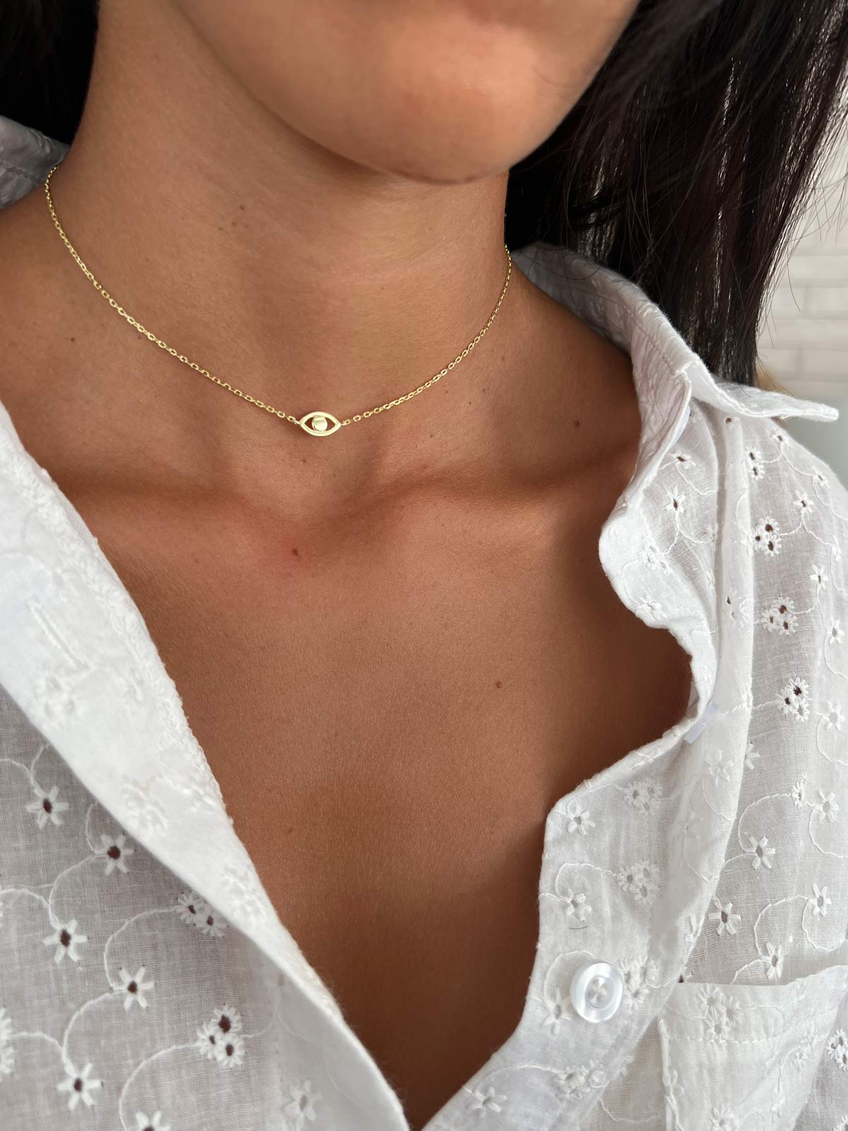 שרשרת צמודה עין קטנה חלקה