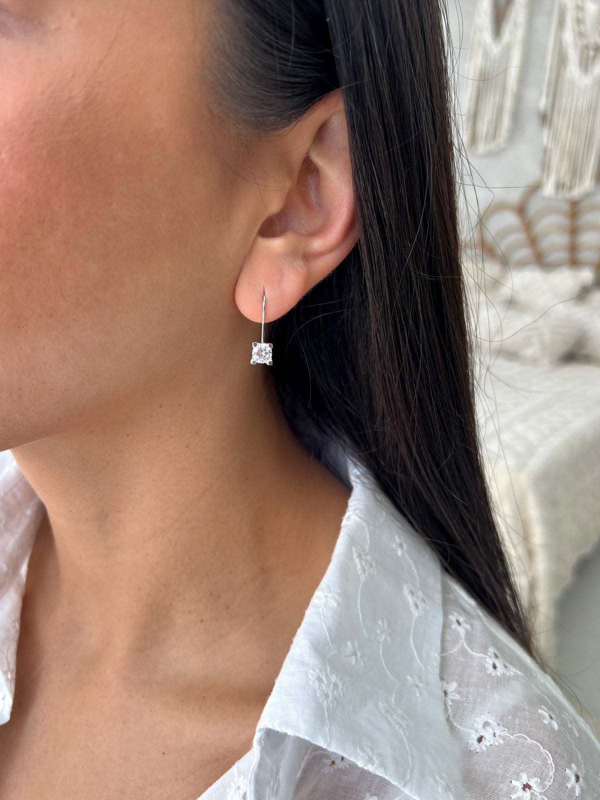 עגילים דקים נופלים סוליטר