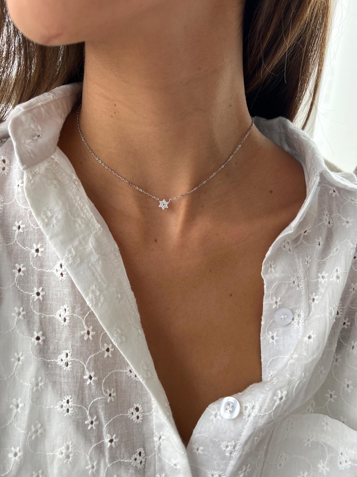 שרשרת מגן דוד משובץ