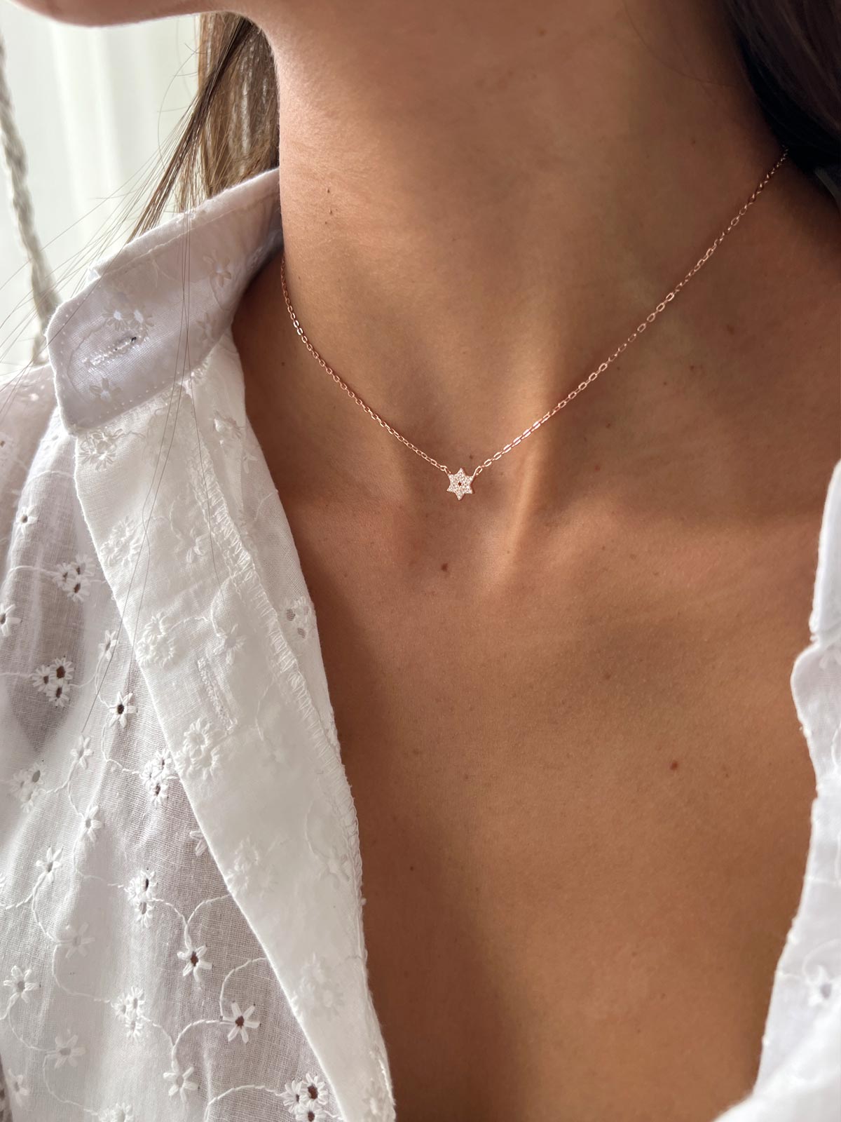 שרשרת מגן דוד משובץ - מי אלמה