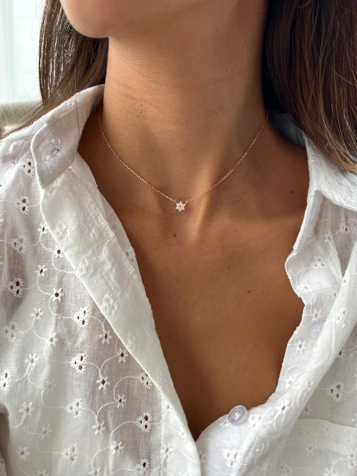 שרשרת מגן דוד משובץ