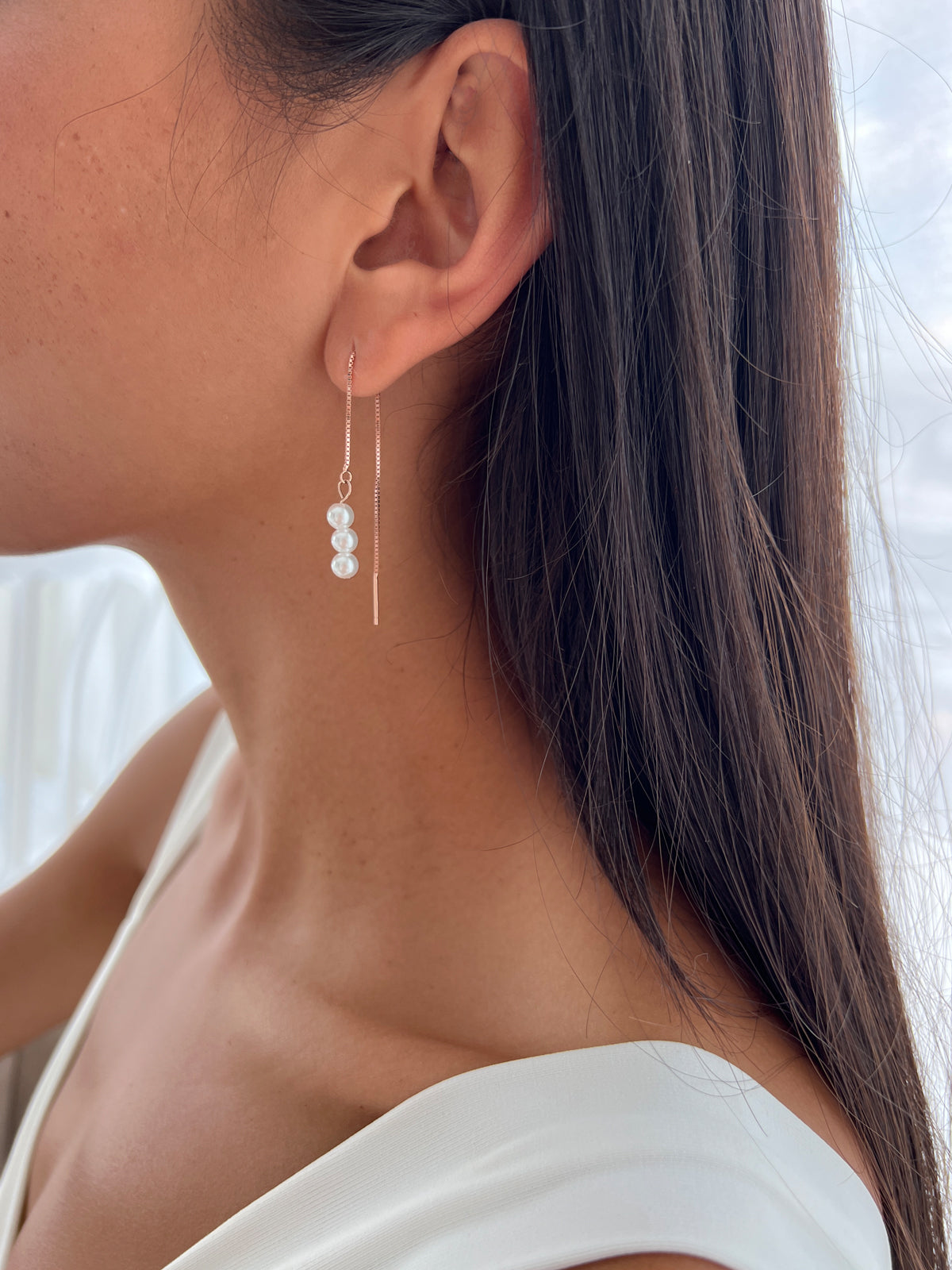 עגיל שרשרת ופנינים