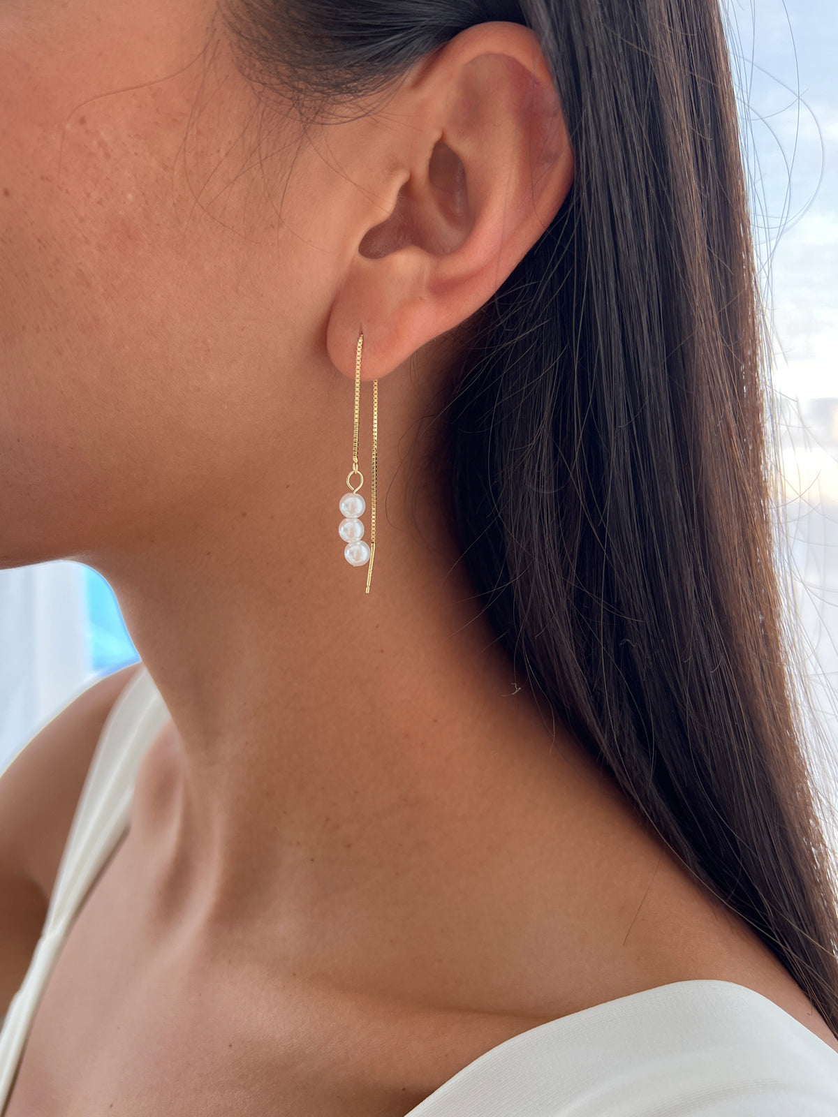 עגיל שרשרת ופנינים