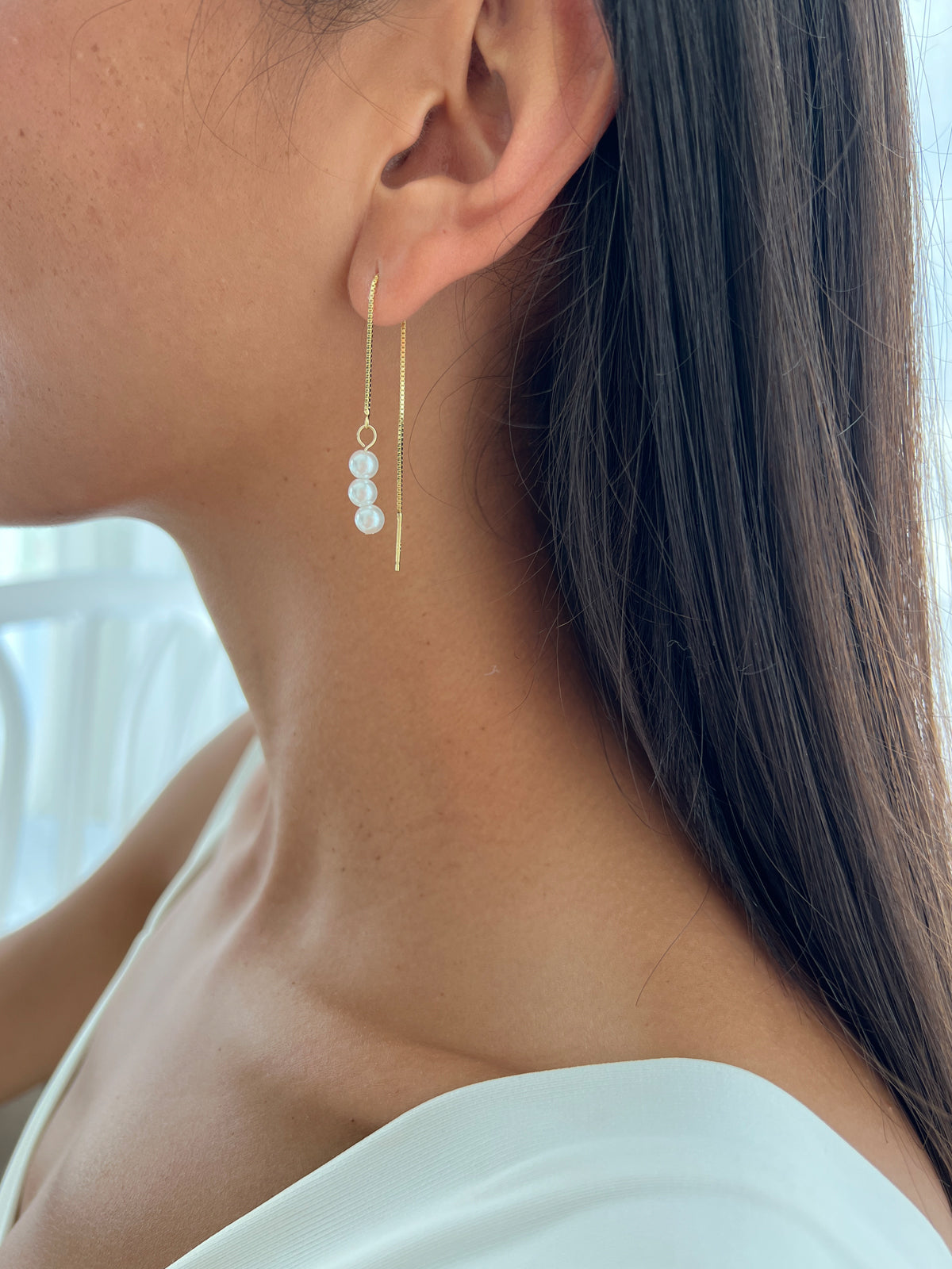 עגיל שרשרת ופנינים