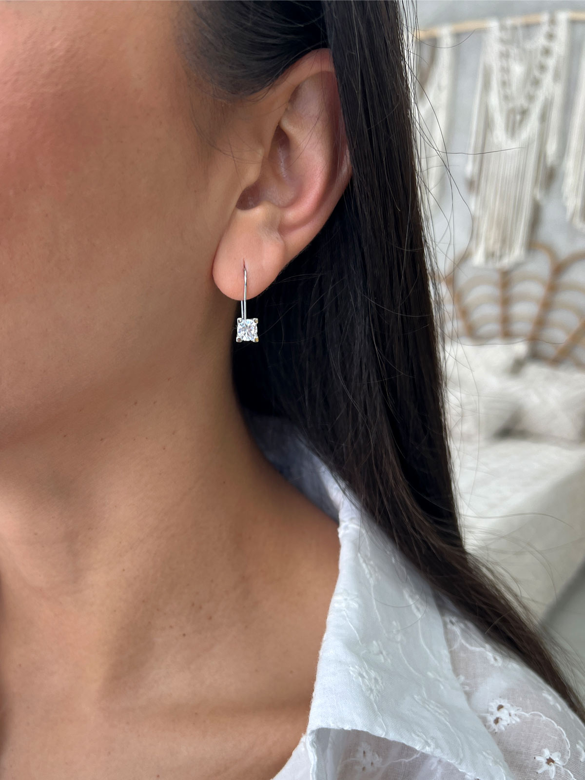 עגילים דקים נופלים סוליטר