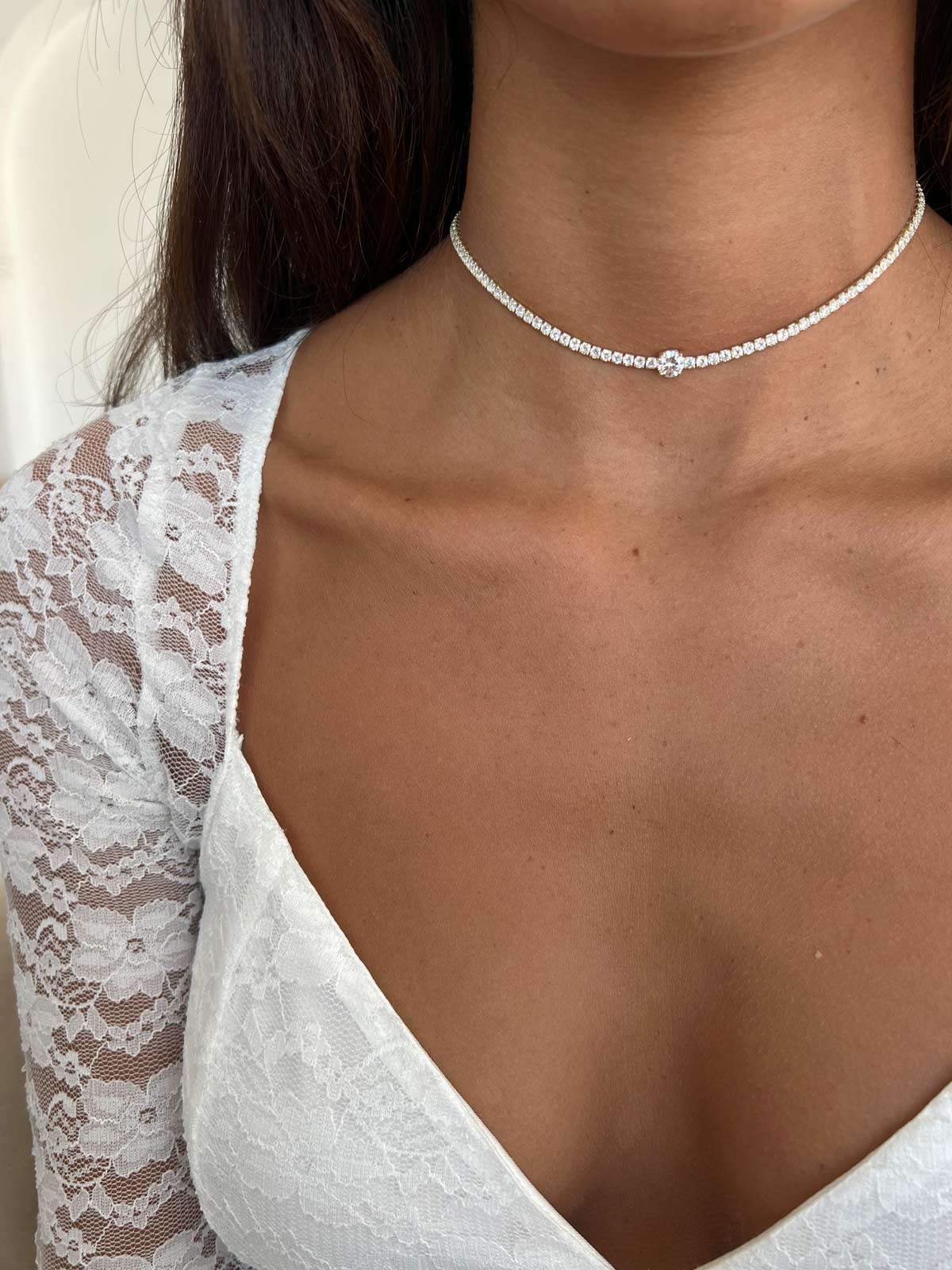 שרשרת צ'וקר טניס סוליטר