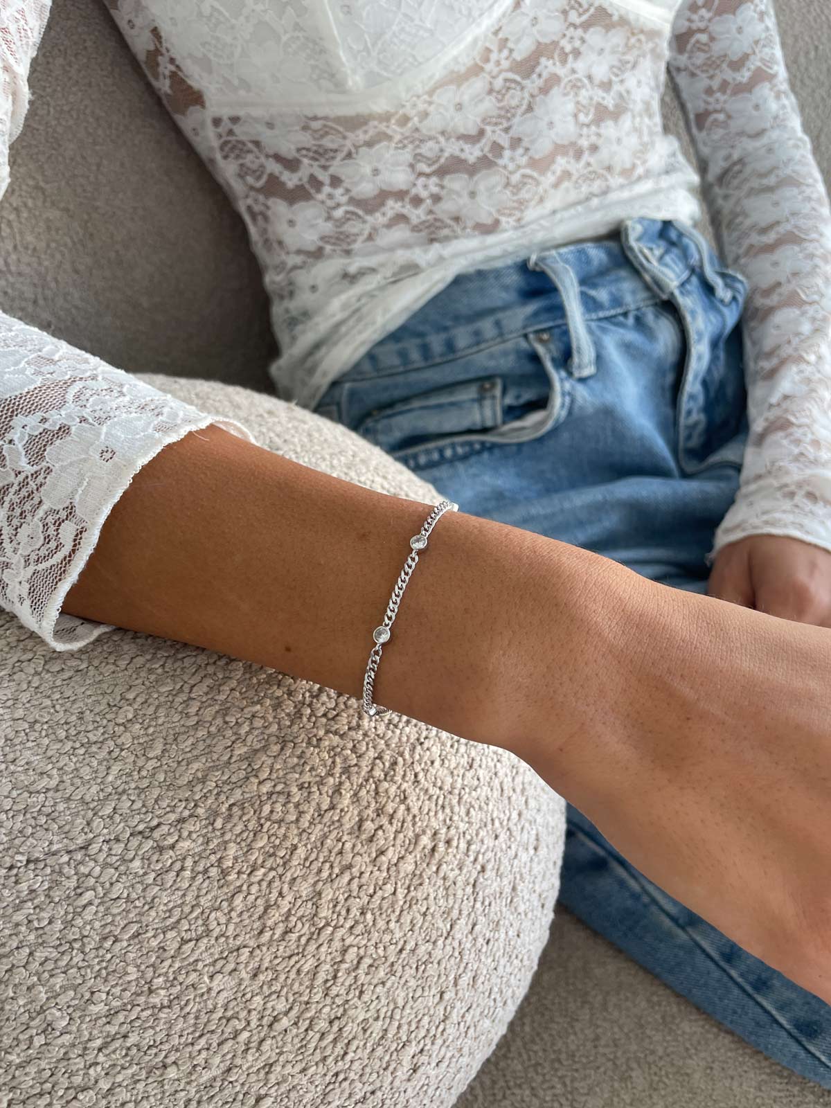 צמיד חוליות חמישה סוליטרים