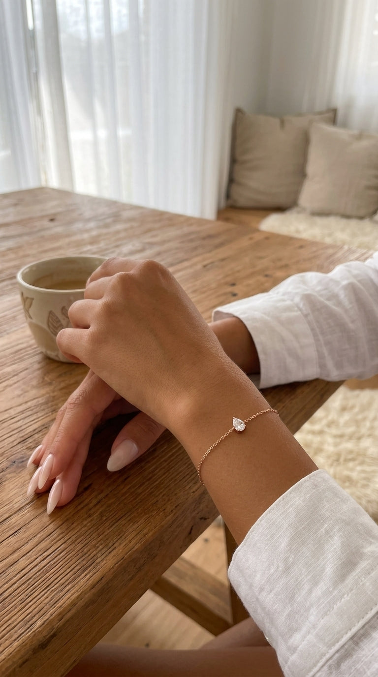 צמיד עדין סוליטר טיפה