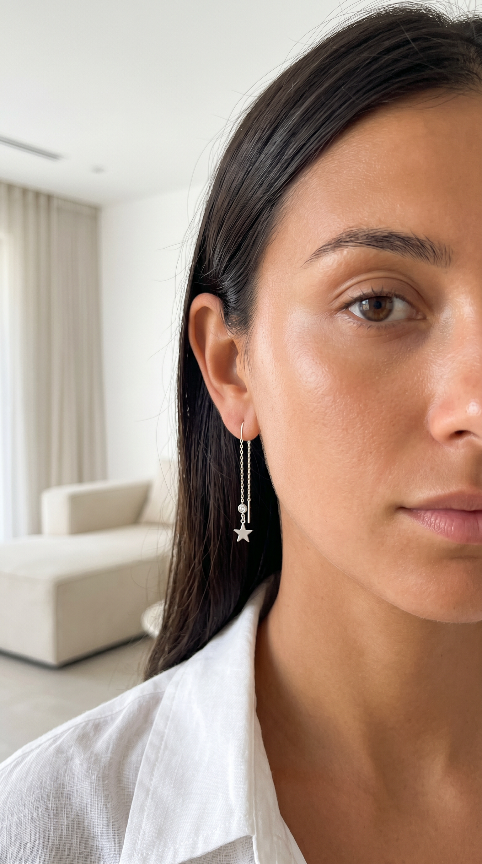 עגילים נופלים שרשרת כוכב וסוליטר