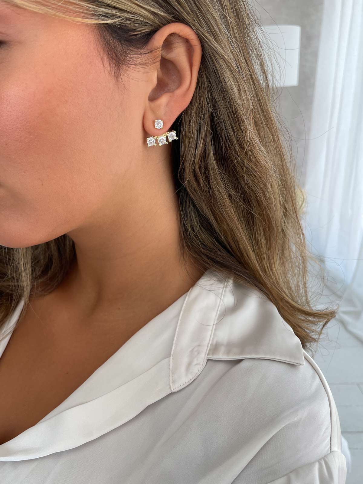 עגילי ג’אקט ארבעה סוליטרים גדולים