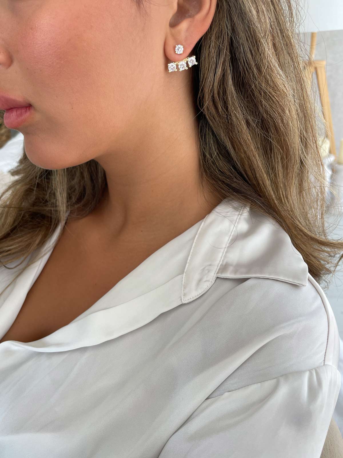 עגילי ג’אקט ארבעה סוליטרים גדולים