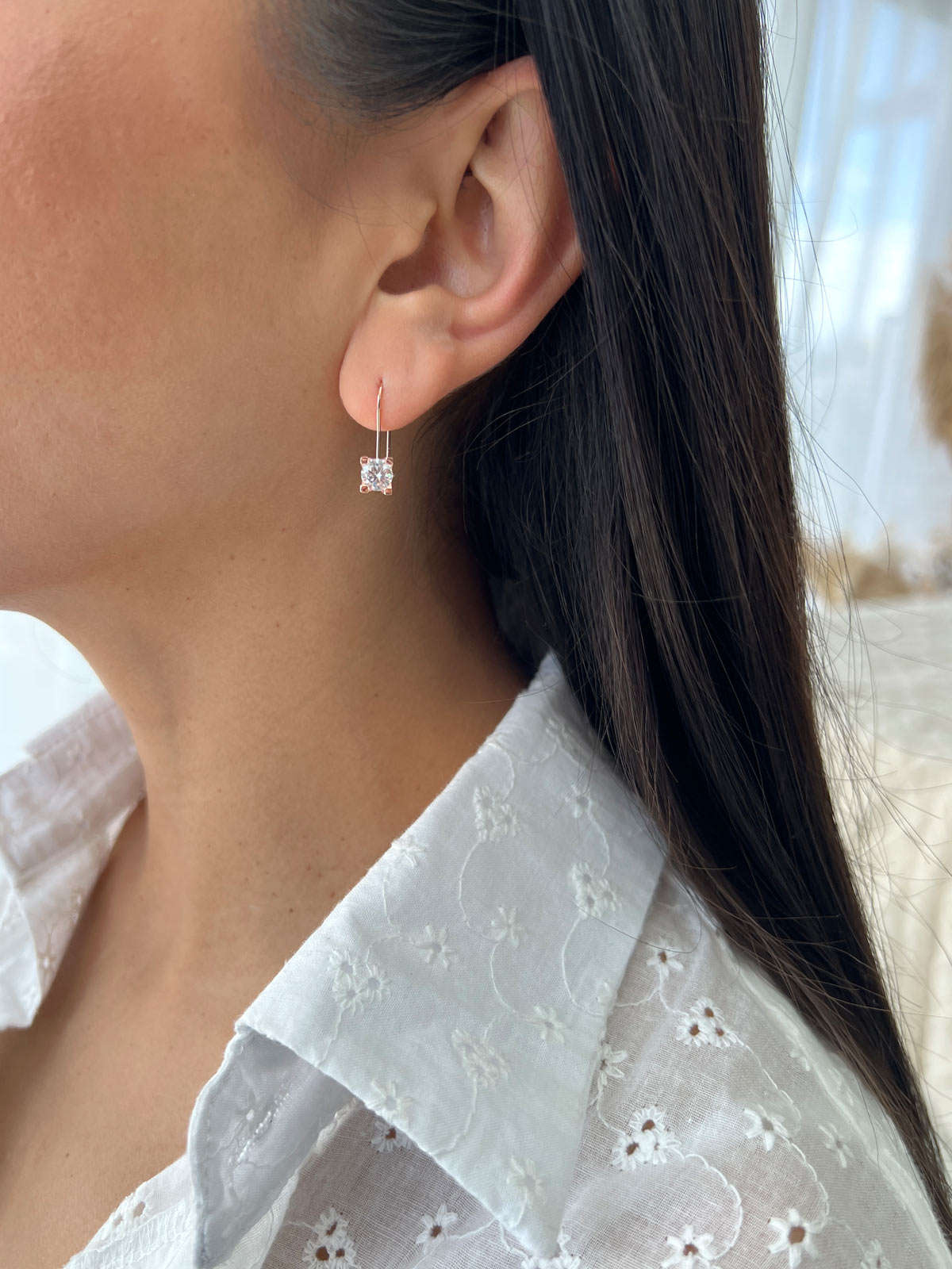 עגילים דקים נופלים סוליטר