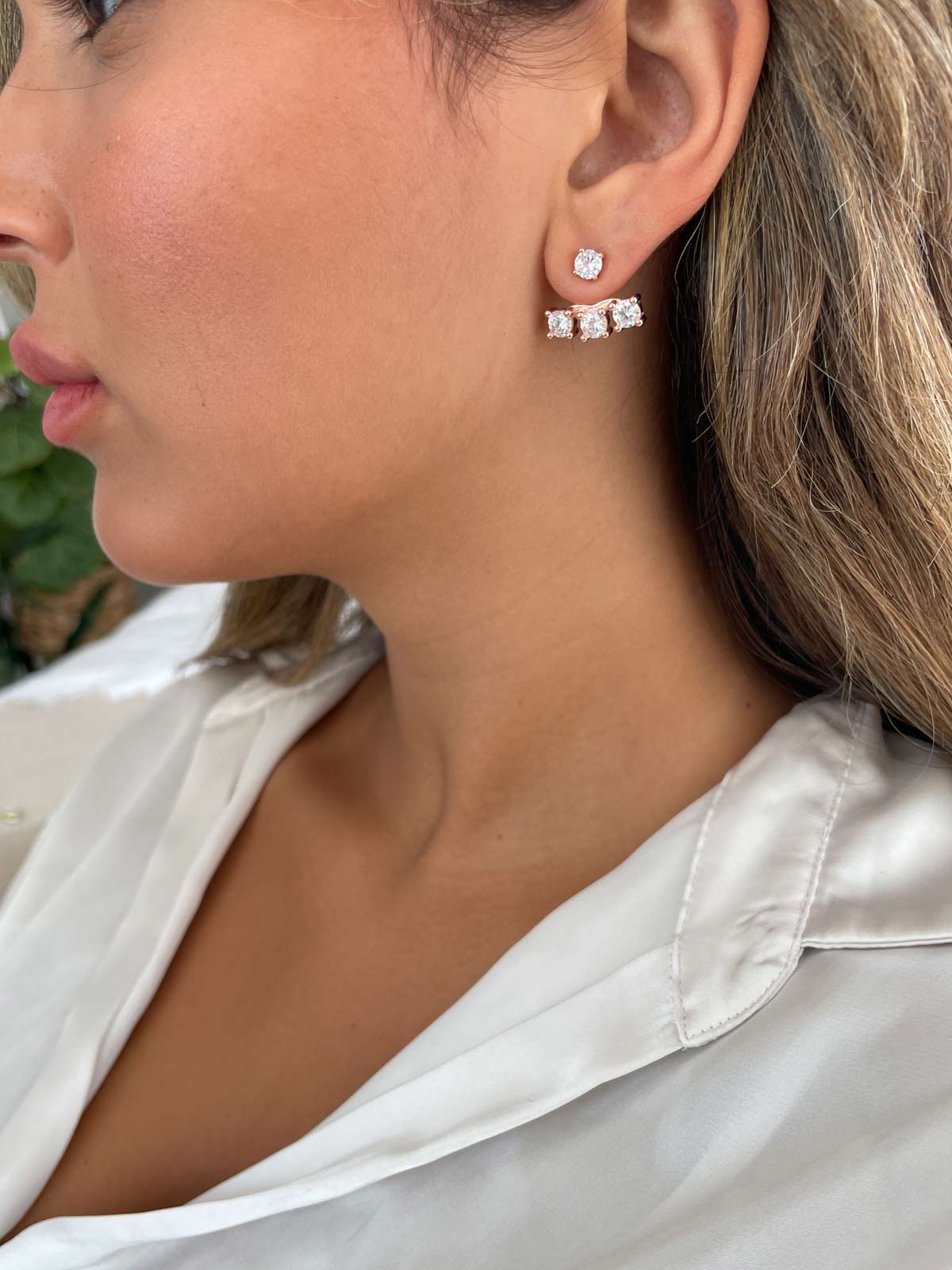 עגילי ג’אקט ארבעה סוליטרים גדולים