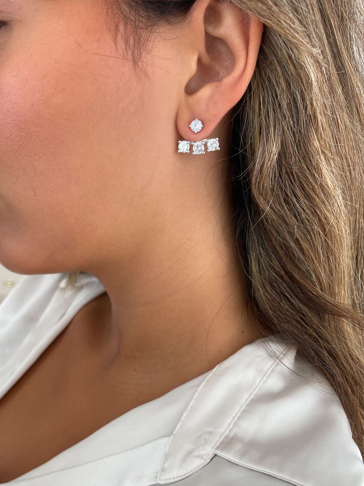 עגילי ג’אקט ארבעה סוליטרים גדולים