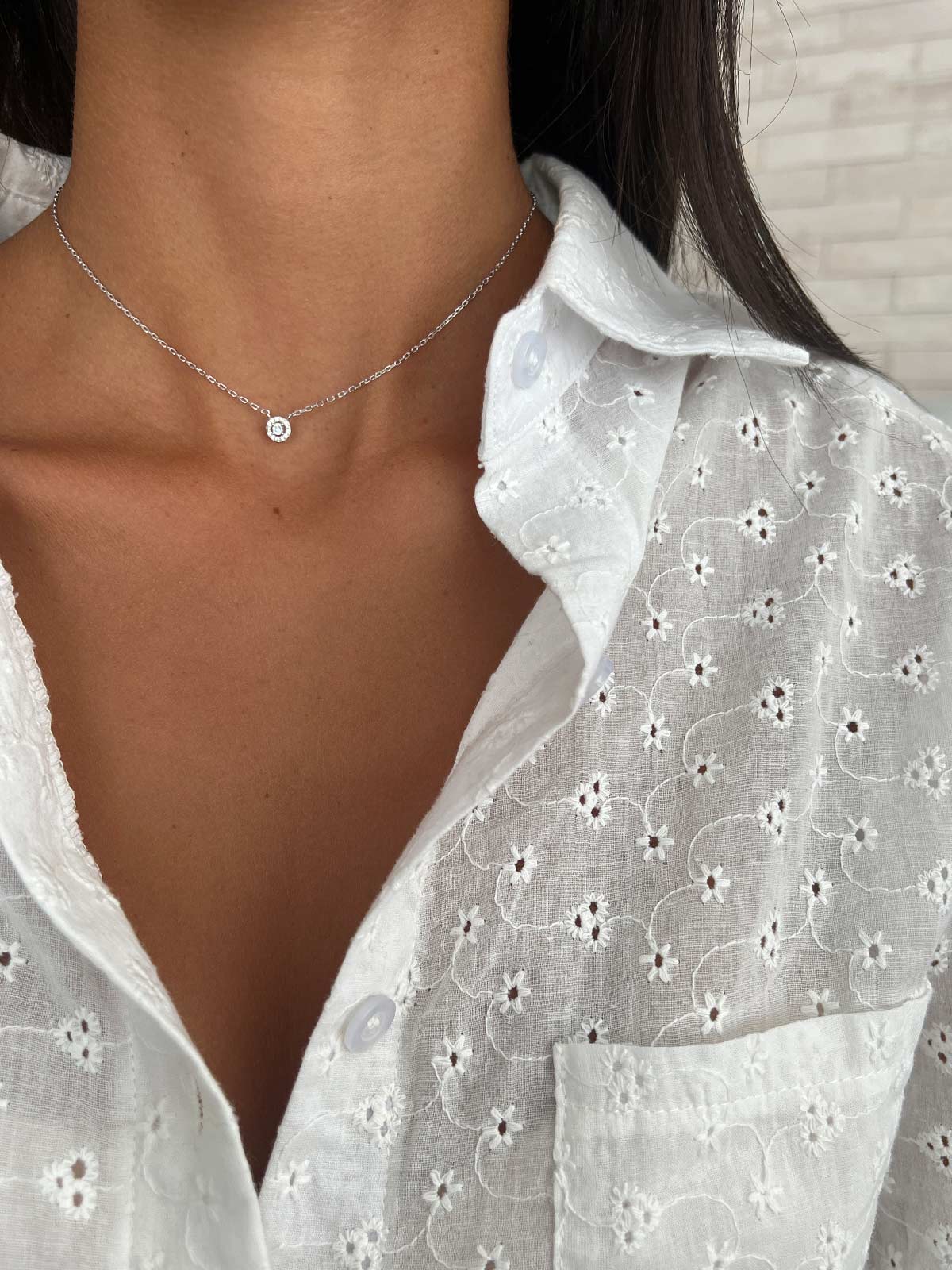 שרשרת צמודה סוליטר קטן משובץ