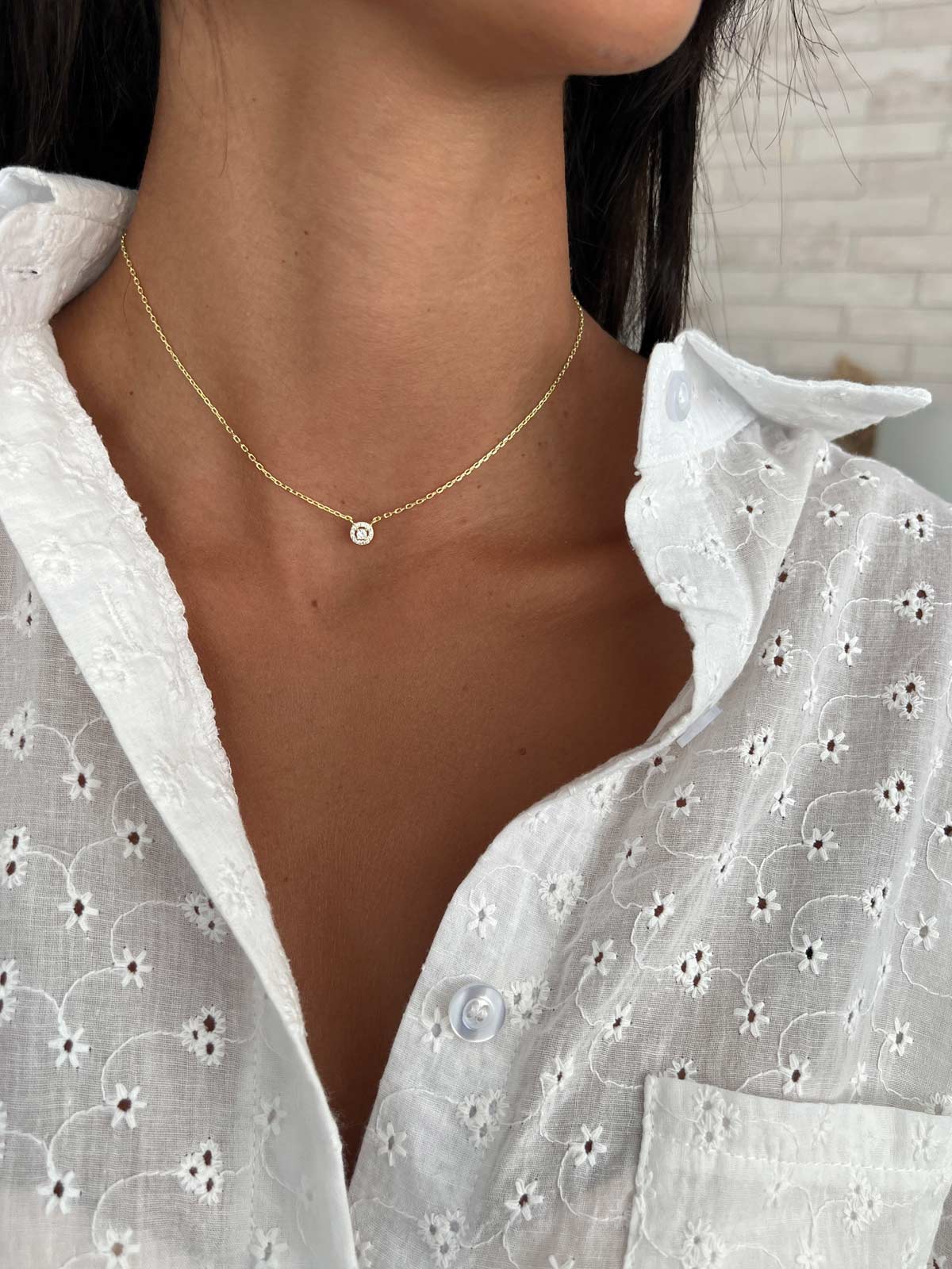 שרשרת צמודה סוליטר קטן משובץ