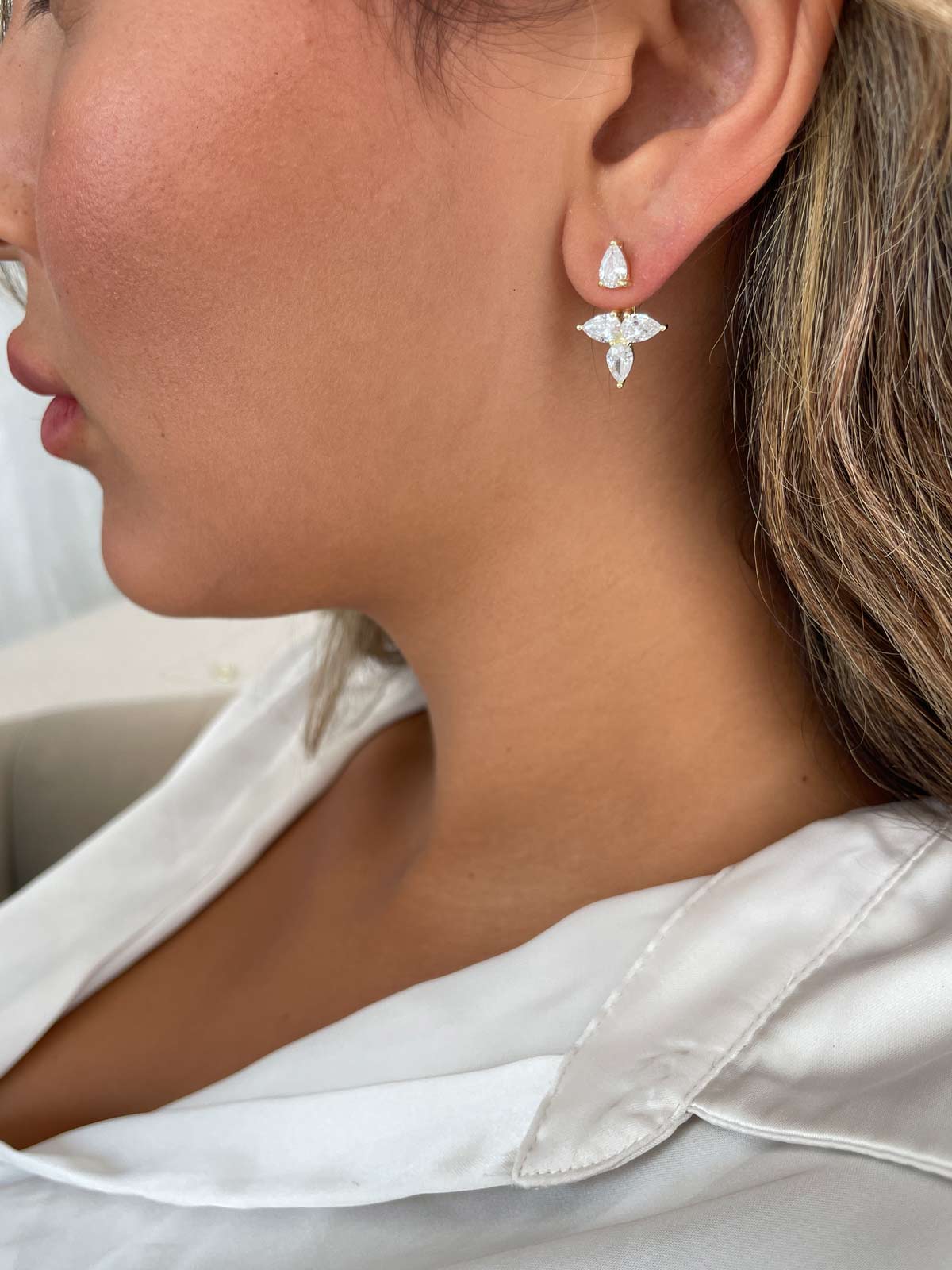 עגילי ג’אקט ארבע טיפות