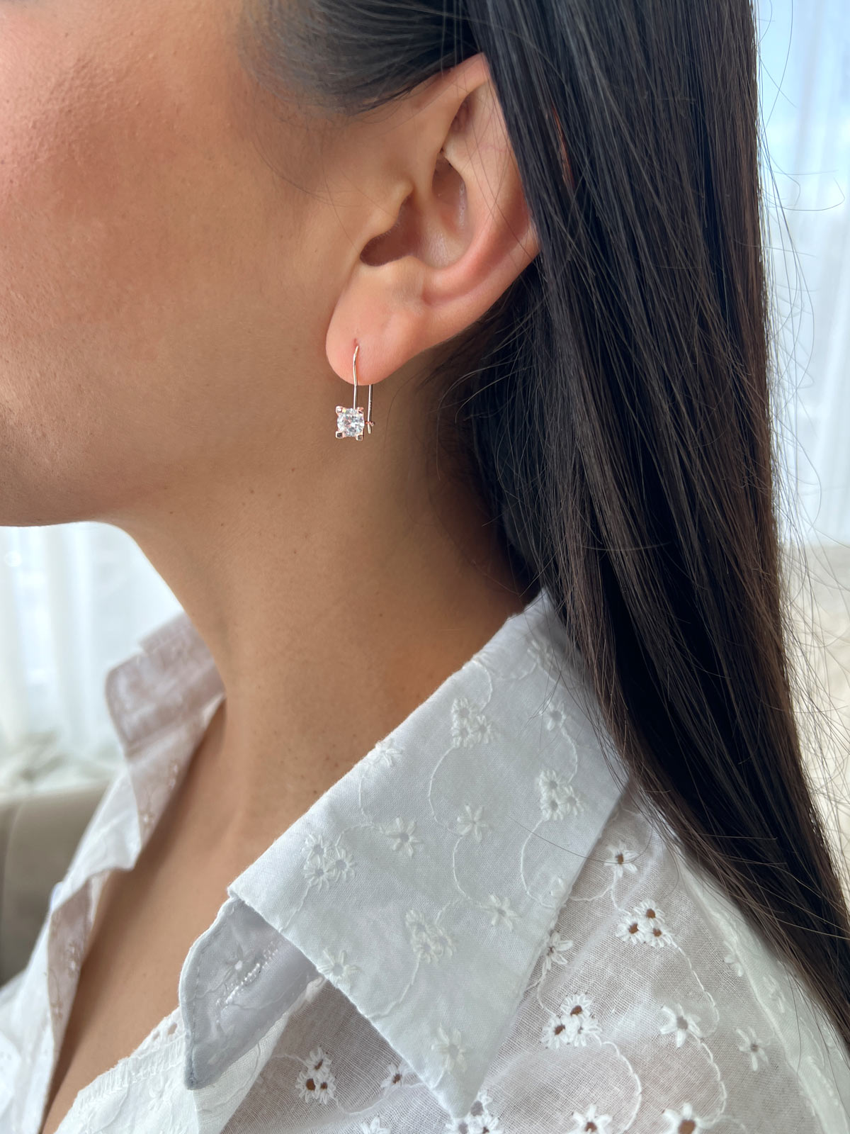 עגילים דקים נופלים סוליטר