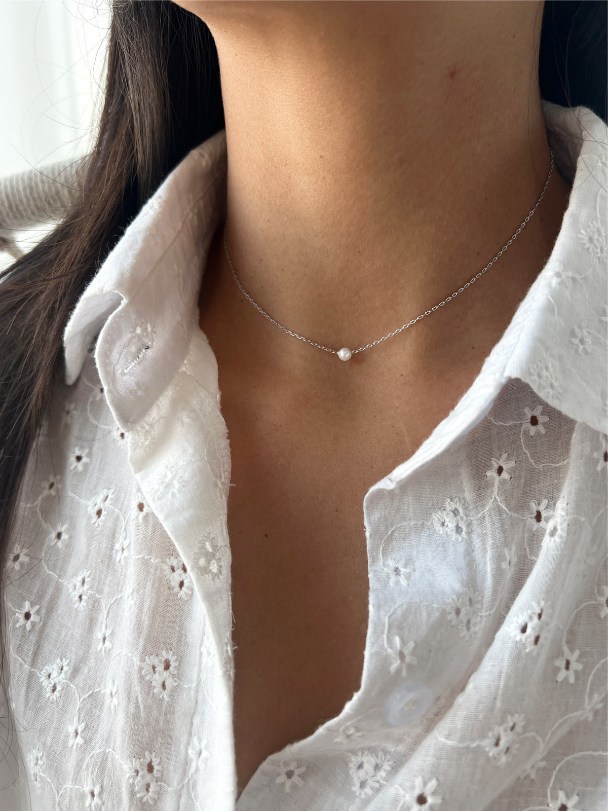 שרשרת צמודה פנינה קטנה