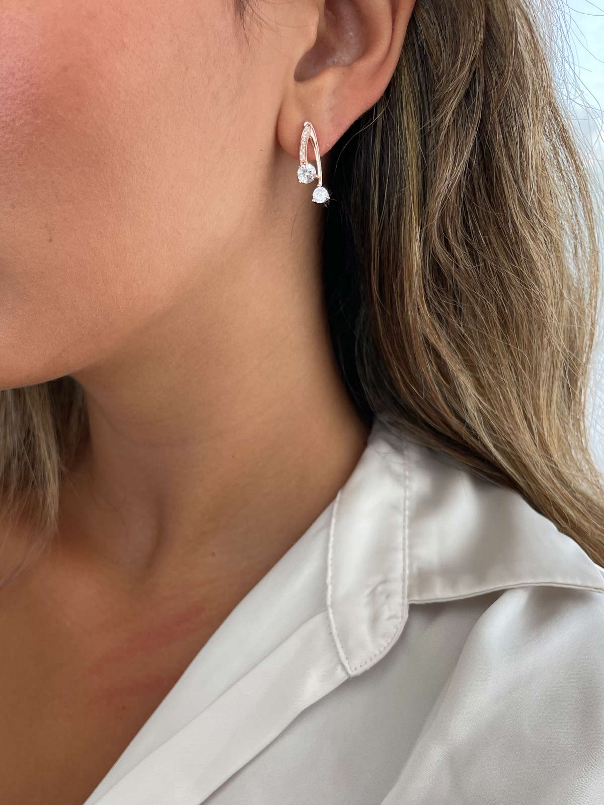 עגילי ג'אקט שני סוליטרים נופלים