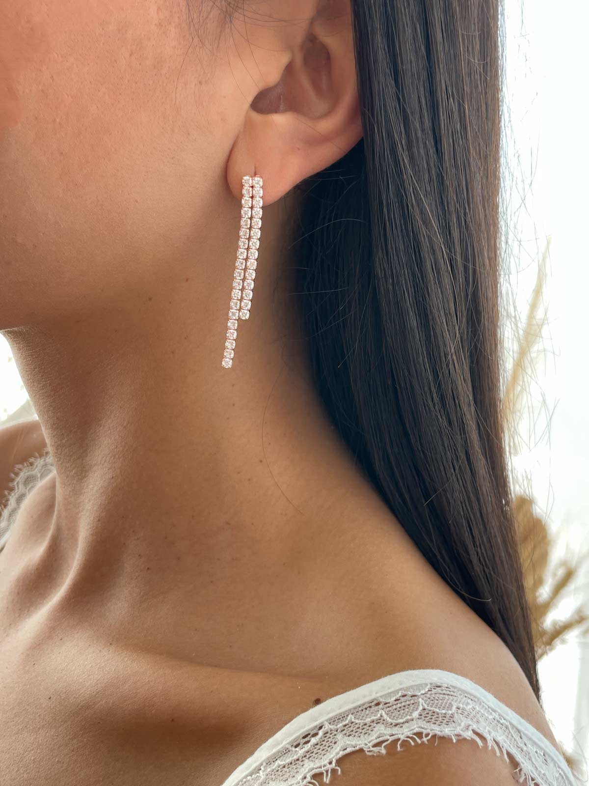 עגילי טניס כפול נופלים