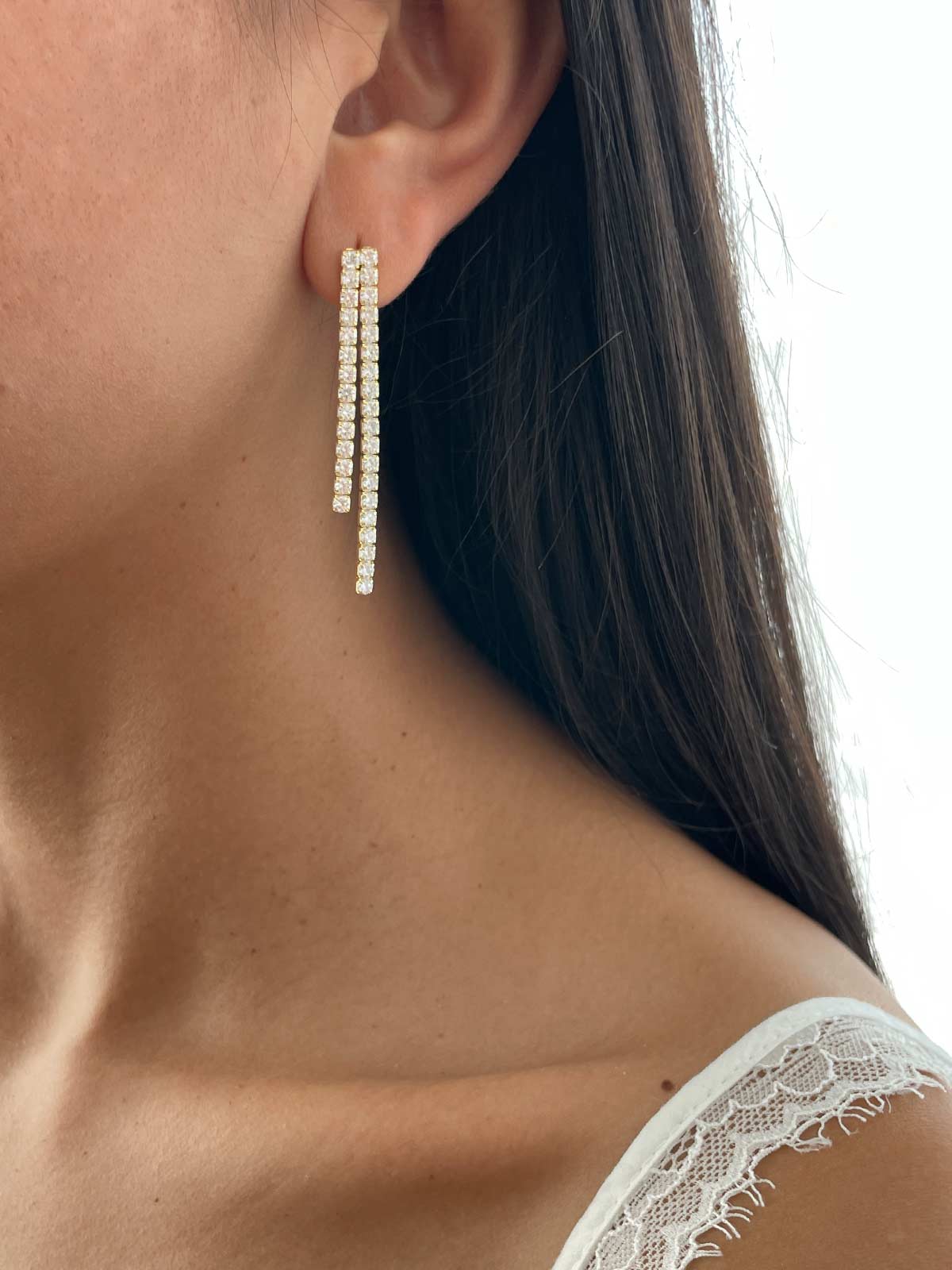 עגילי טניס כפול נופלים