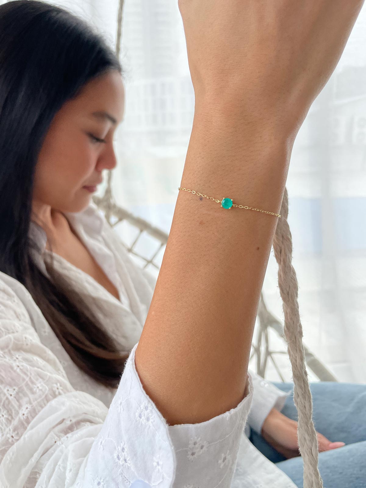 צמיד עדין סוליטר טורקיז