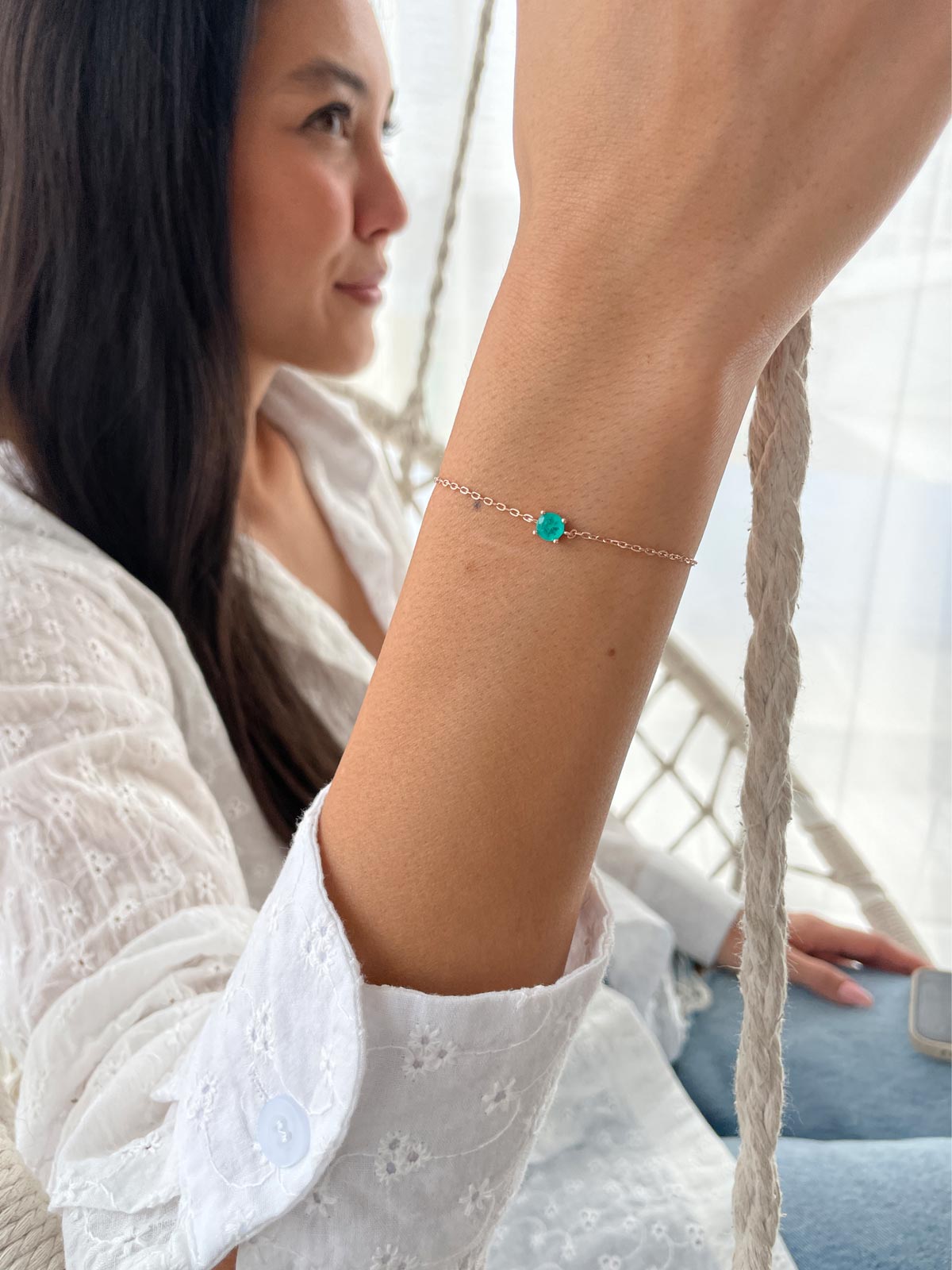 צמיד עדין סוליטר טורקיז