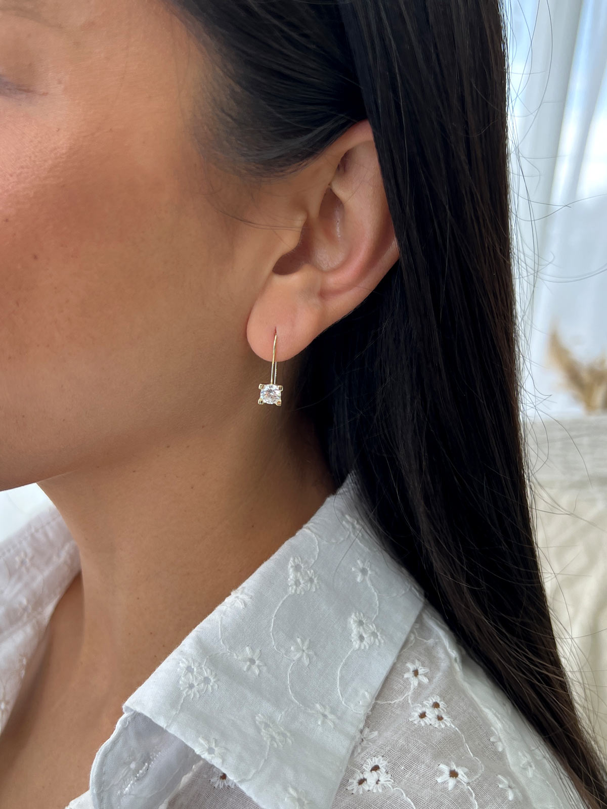 עגילים דקים נופלים סוליטר