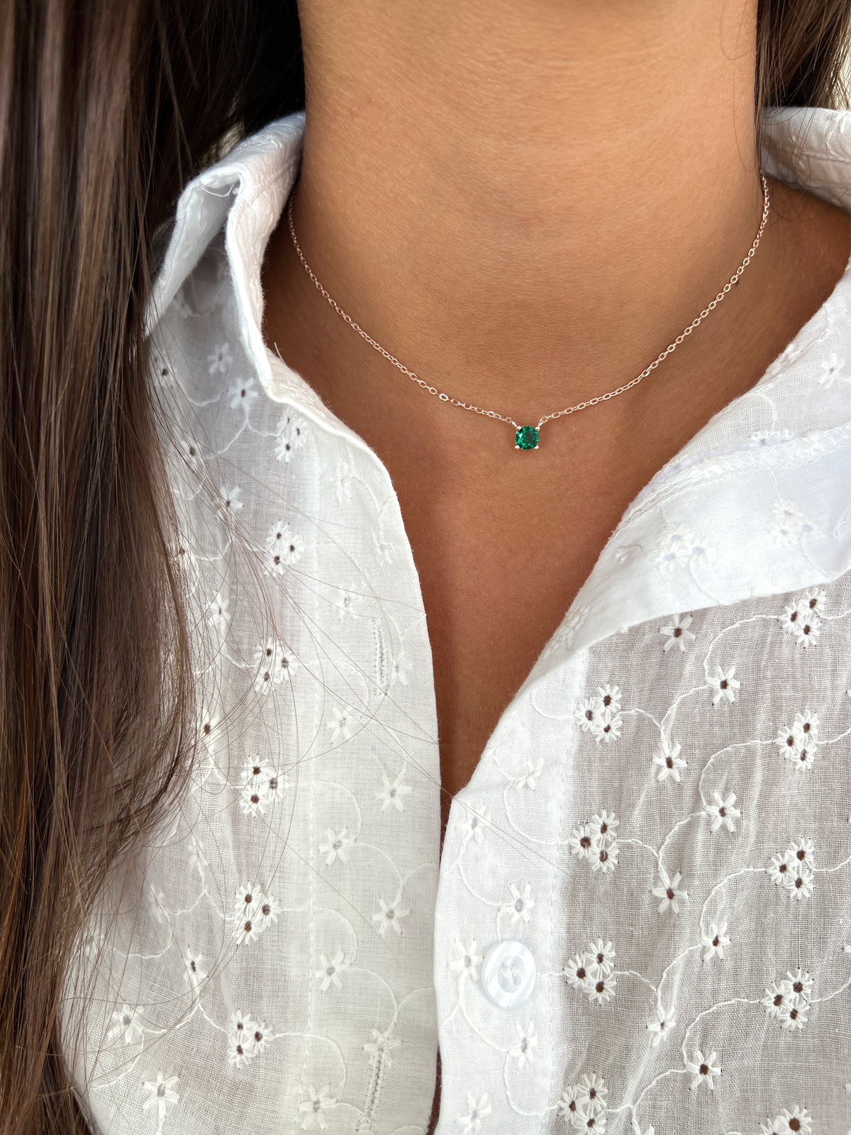 שרשרת צמודה סוליטר ירוק