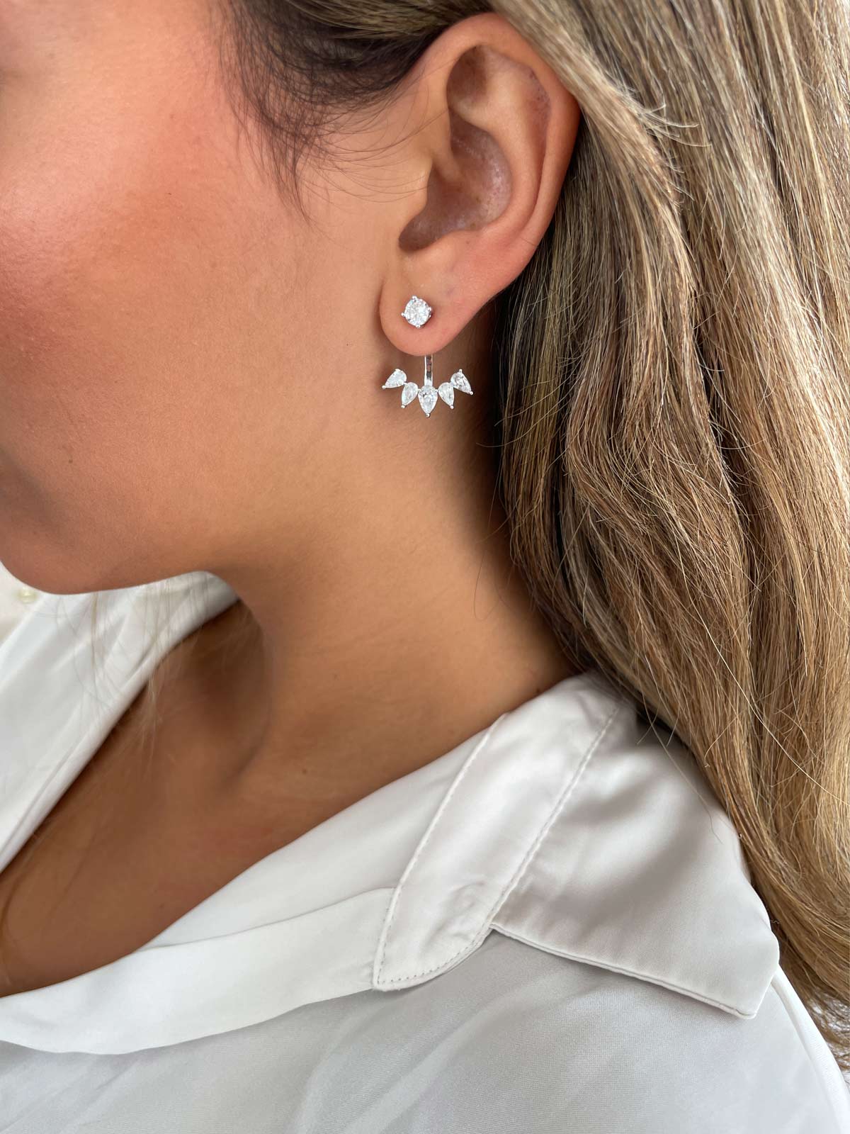 עגילי ג’אקט סוליטר וטיפות