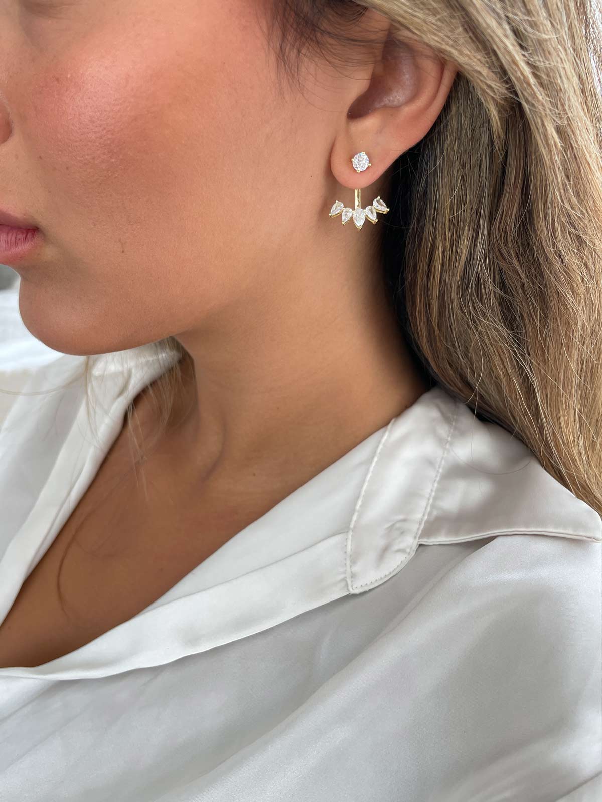 עגילי ג’אקט סוליטר וטיפות