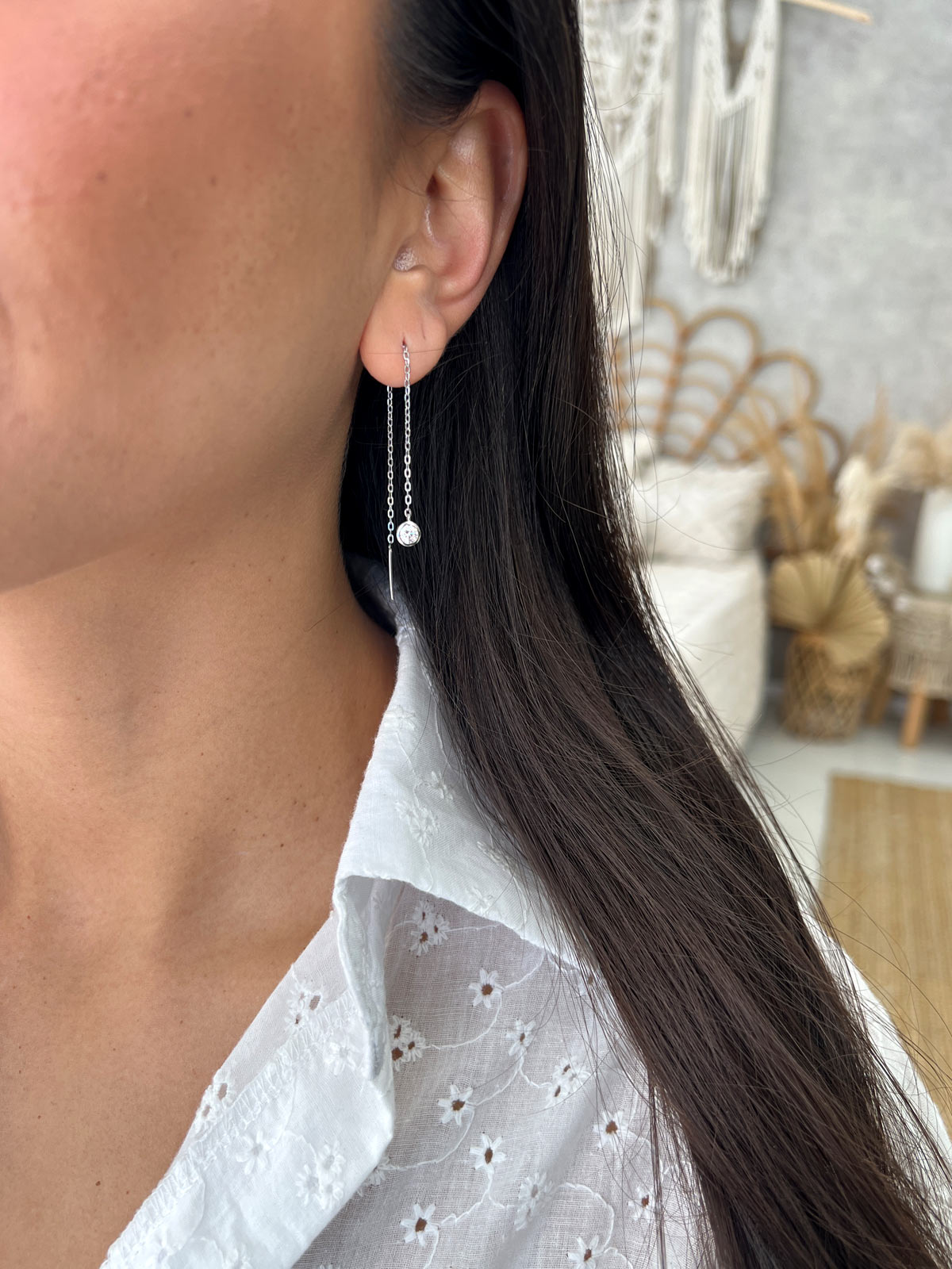 עגיל שרשרת סוליטר גדול