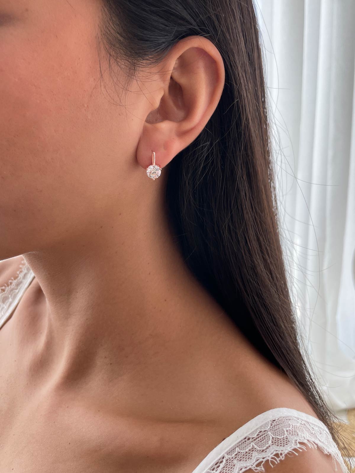 עגילים נופלים סוליטר גדול