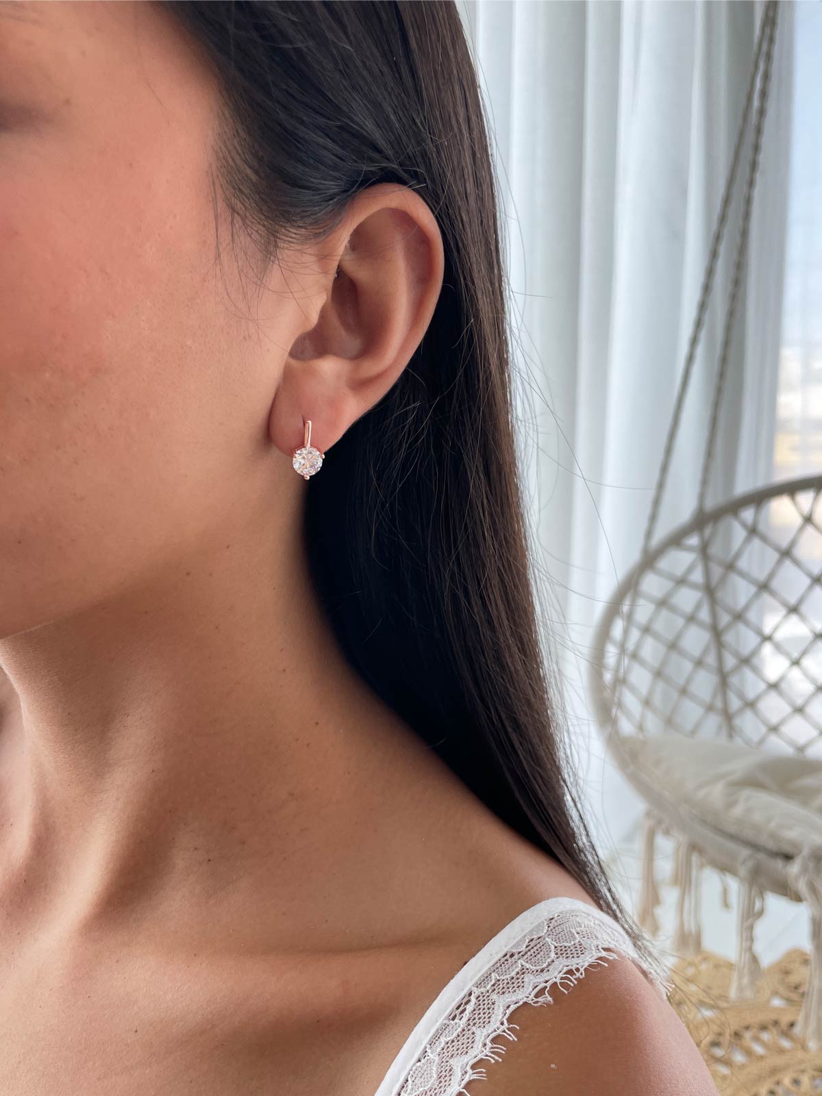 עגילים נופלים סוליטר גדול