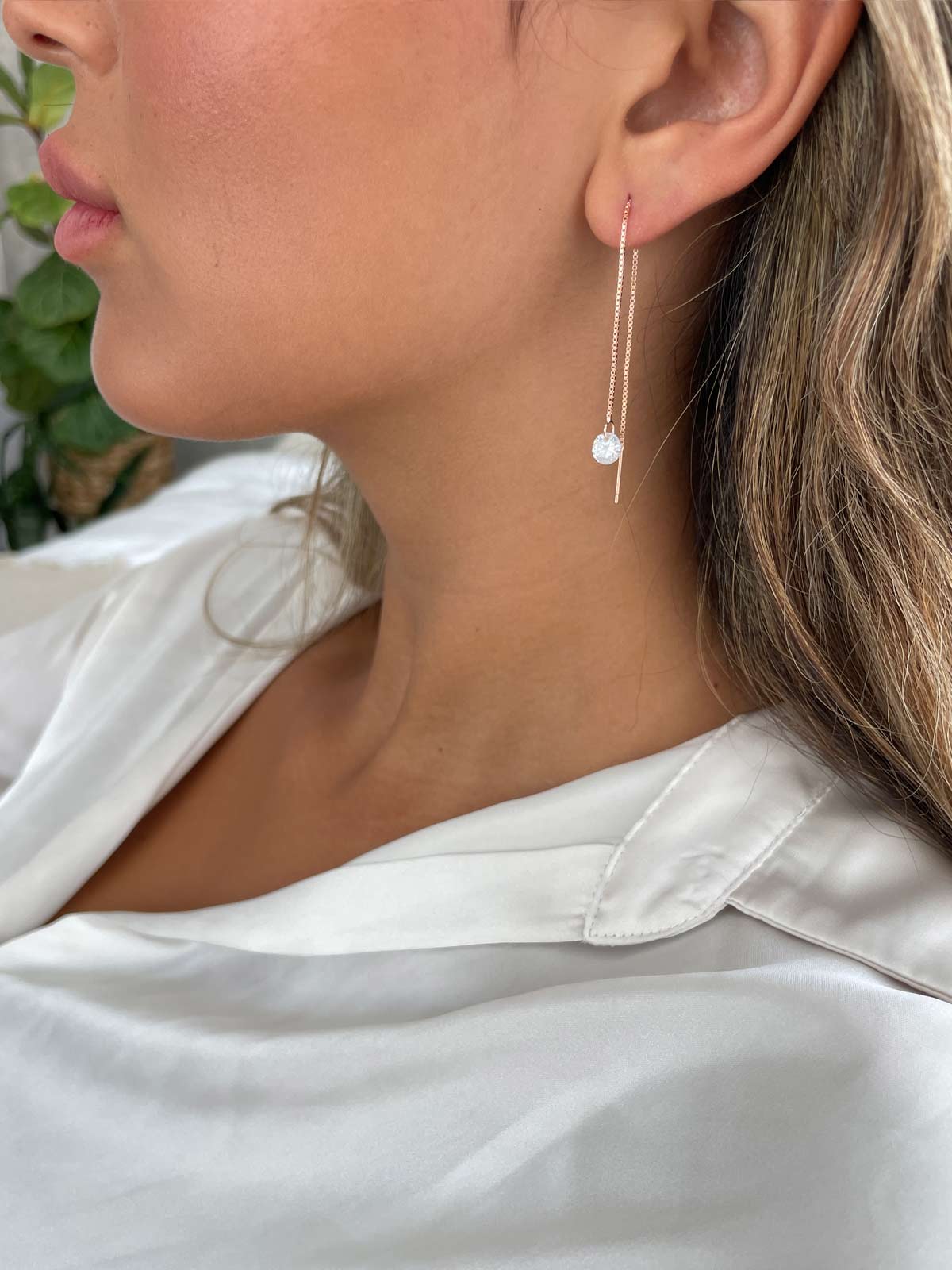 עגיל שרשרת זירקון