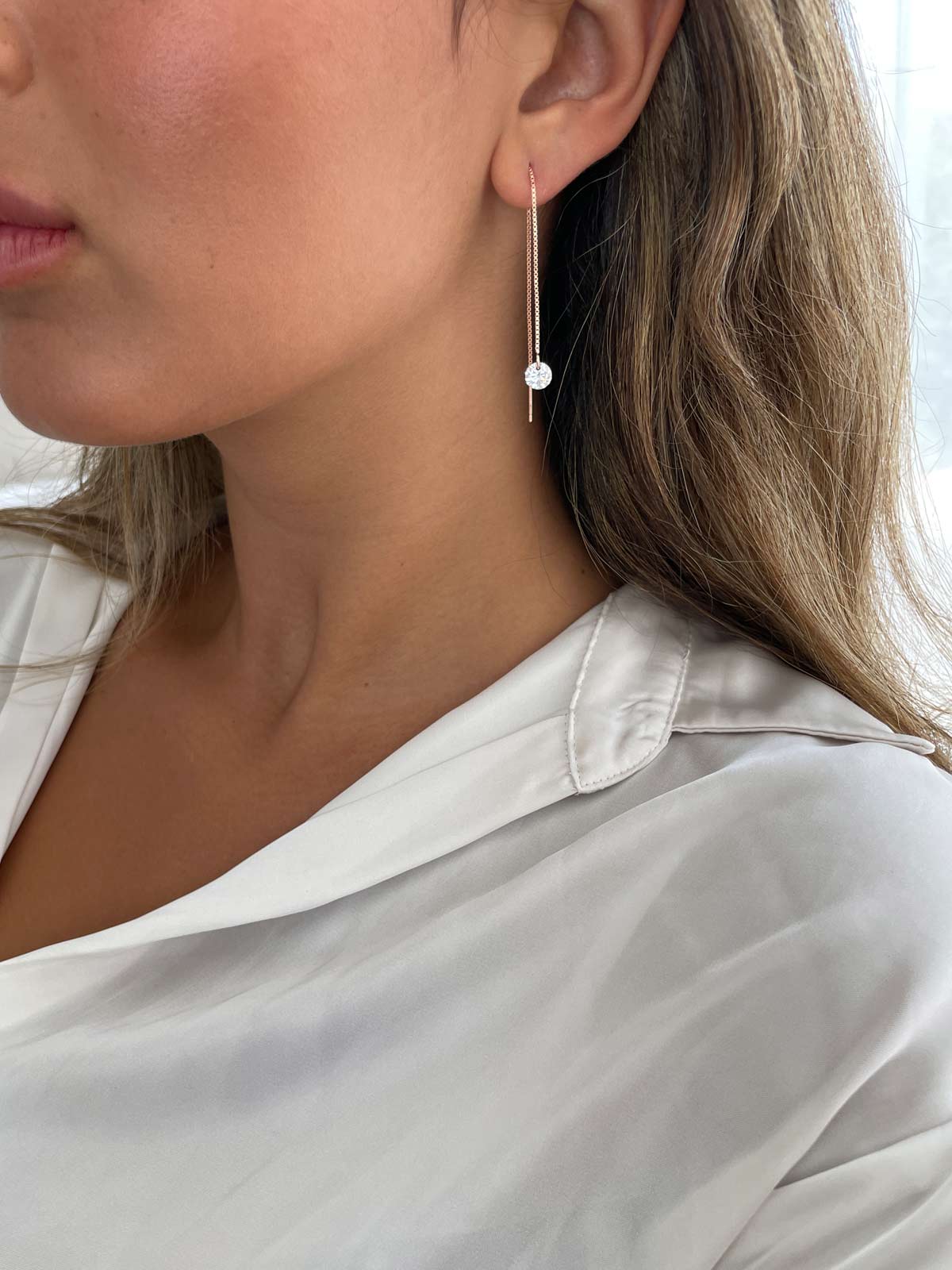 עגיל שרשרת זירקון