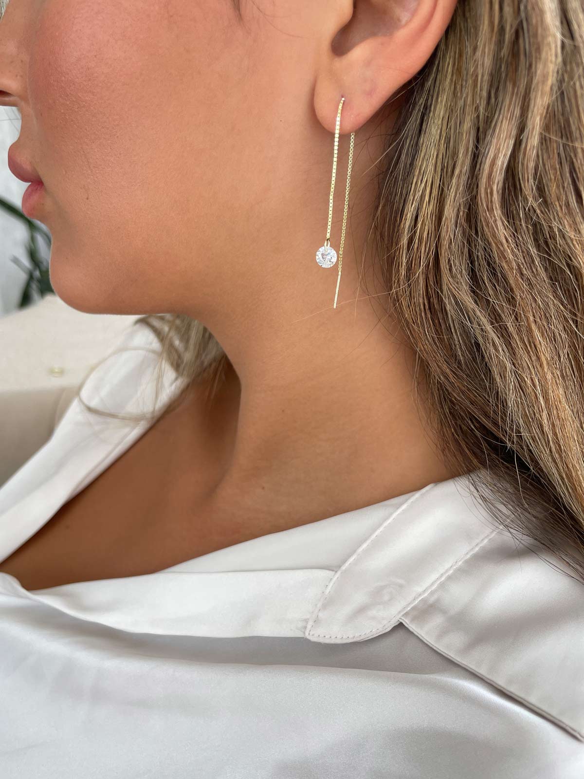 עגיל שרשרת זירקון