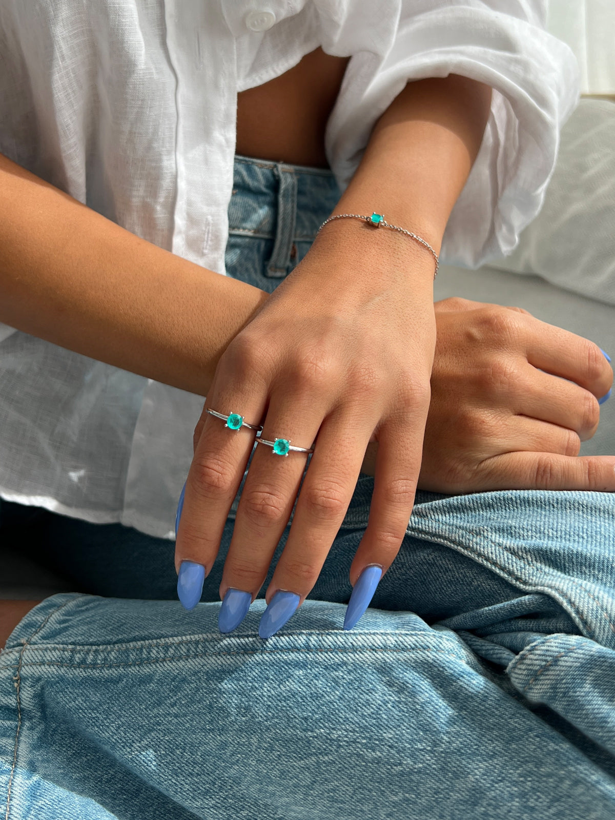 צמיד עדין סוליטר טורקיז